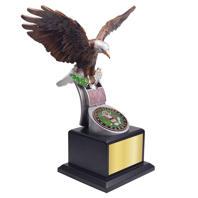 Thumbnail: 14" Hand Painted U.S. Army Eagle on Black Wood Base