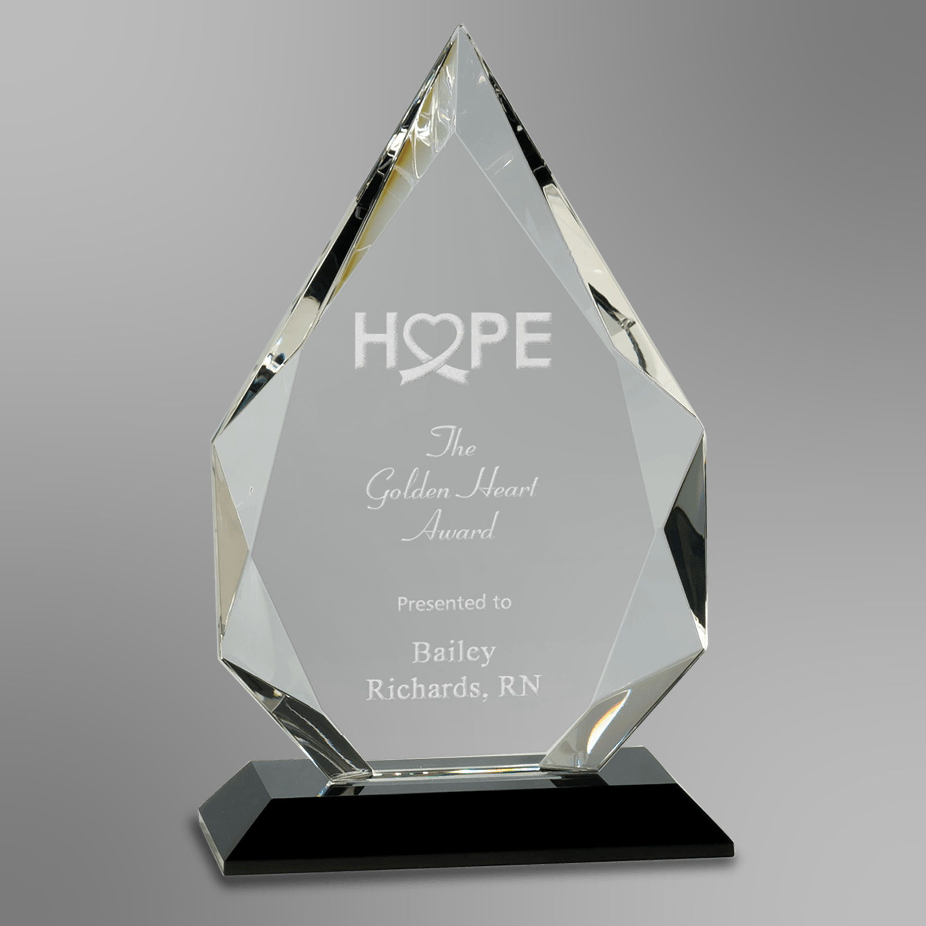 Diamond Crystal Award on Black Pedestal Base