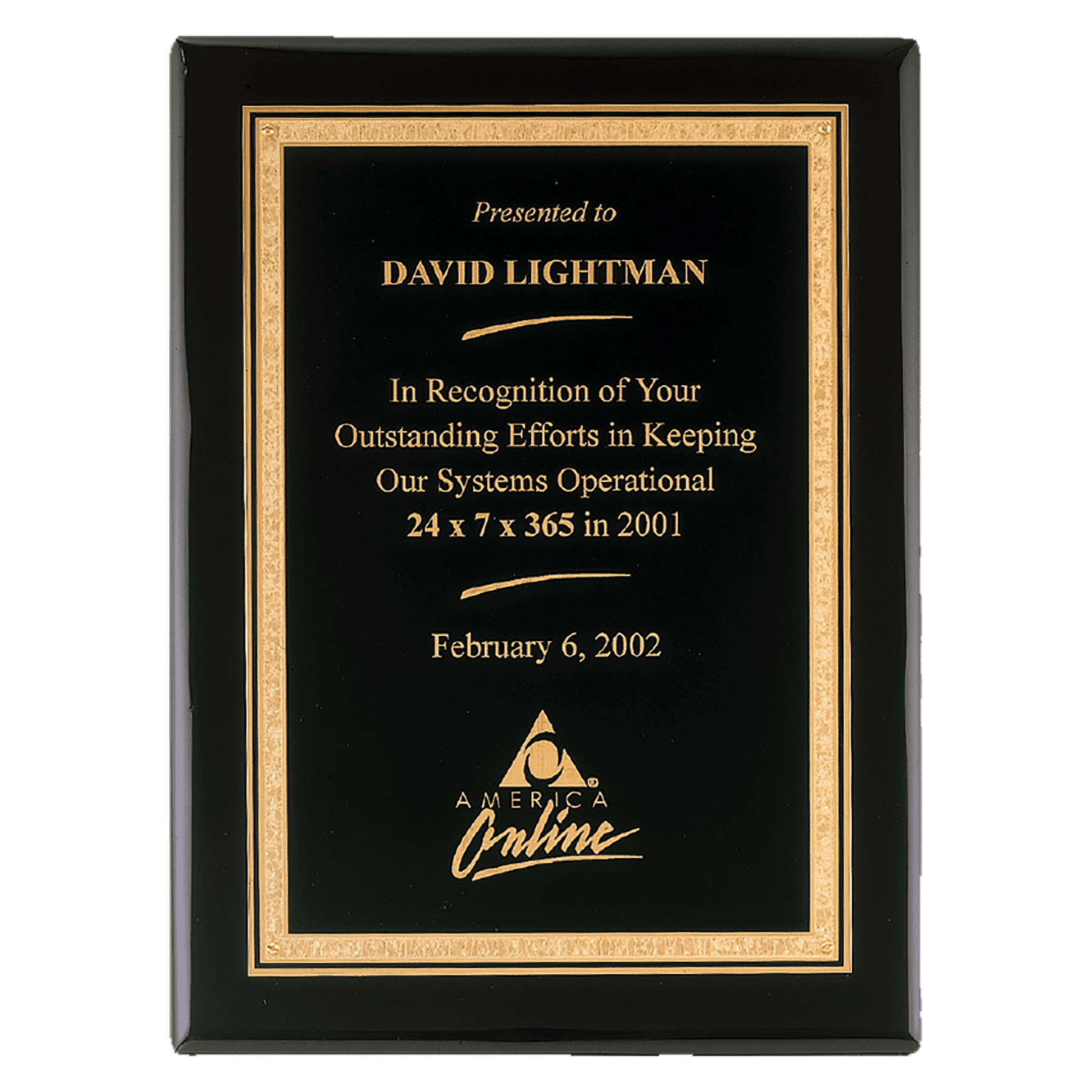 Premium Black Piano Finish Plaque with Gold Florentine Border Plate