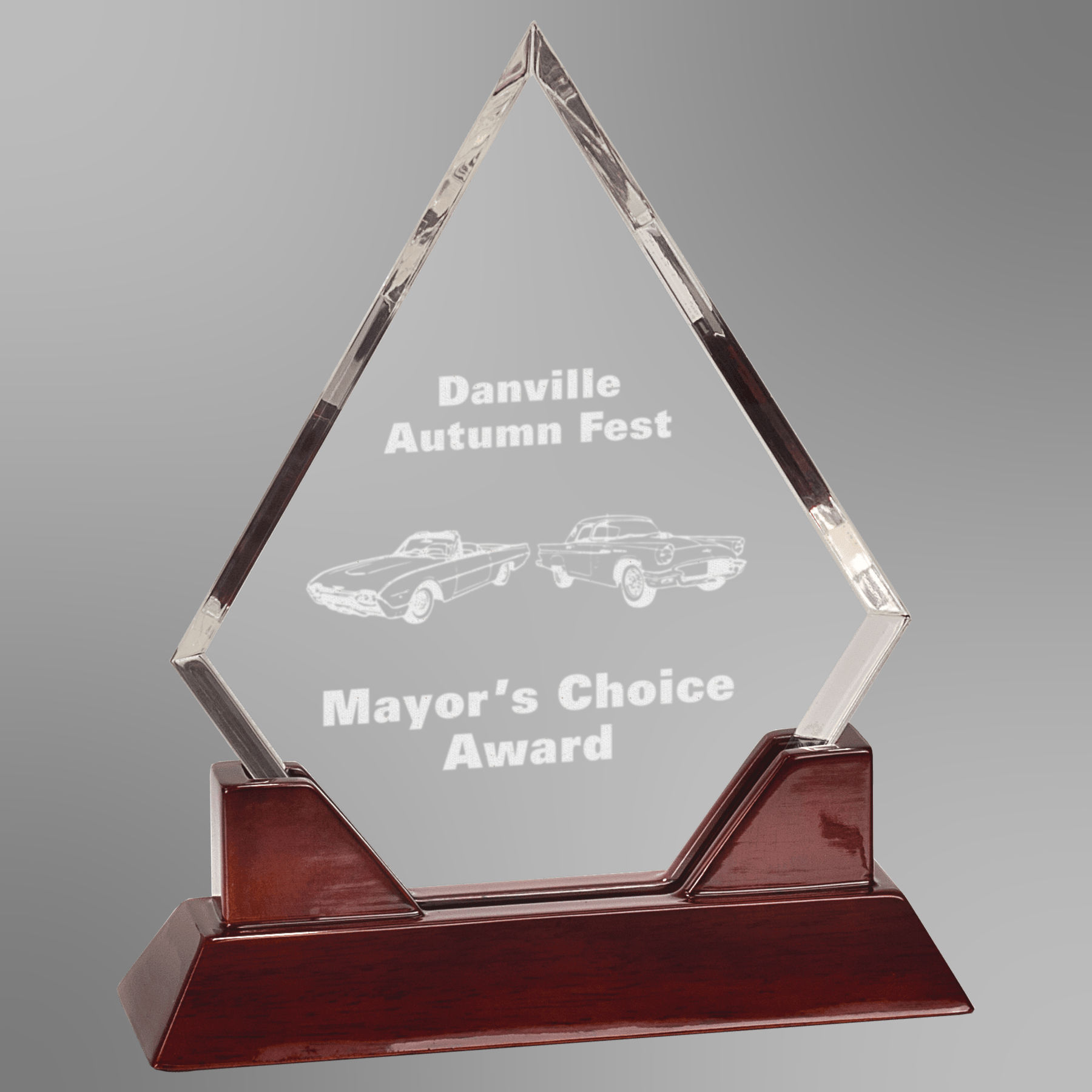 Diamond Prestige Acrylic with Rosewood Base | 2 Sizes