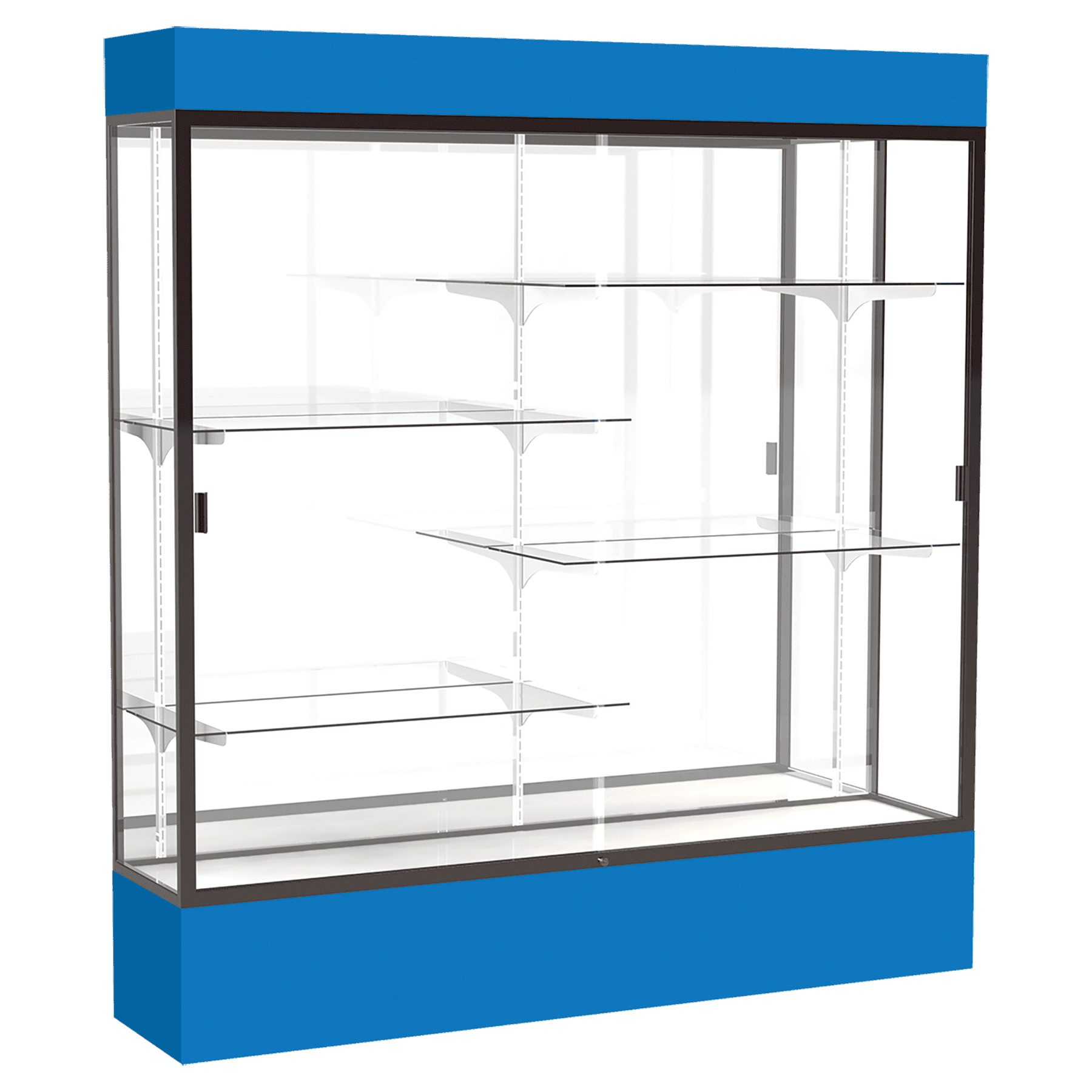 Spirit Series Display Case | Royal Blue Laminate, Bronze Frame, Lighted