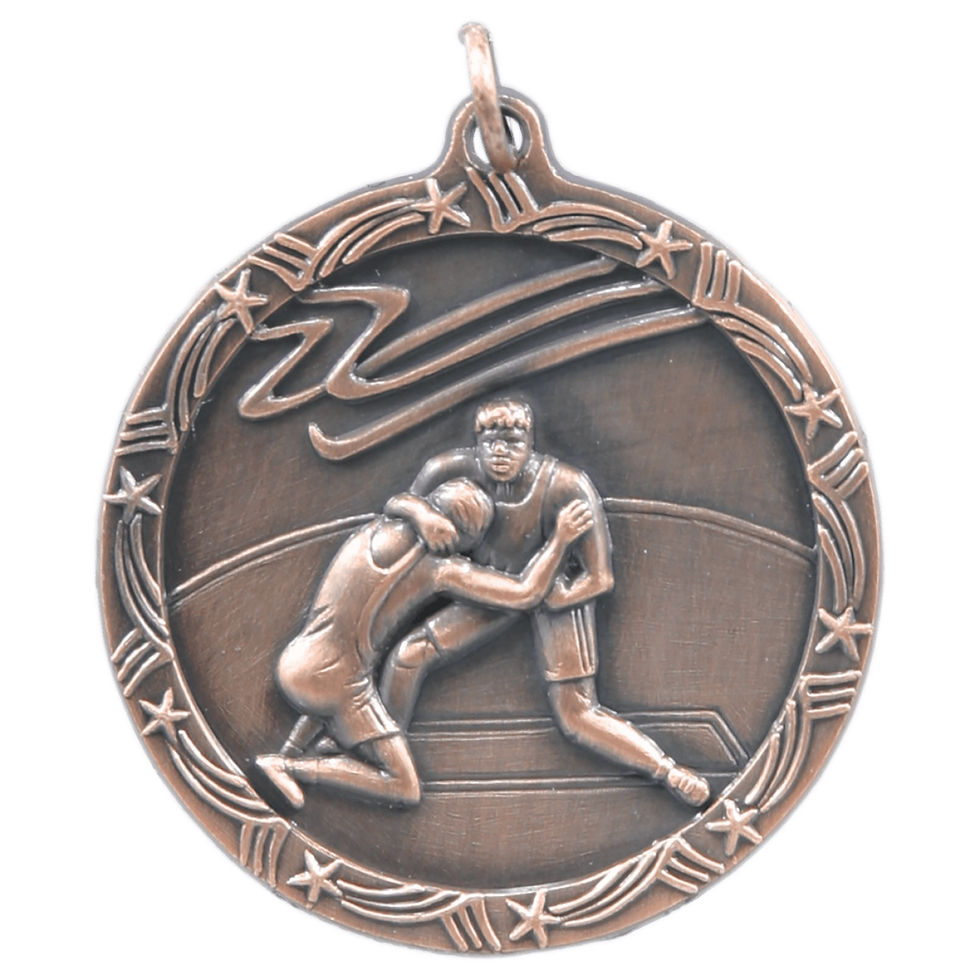 Thumbnail: 2.5" Wrestling Shooting Star Medal with Ribbon