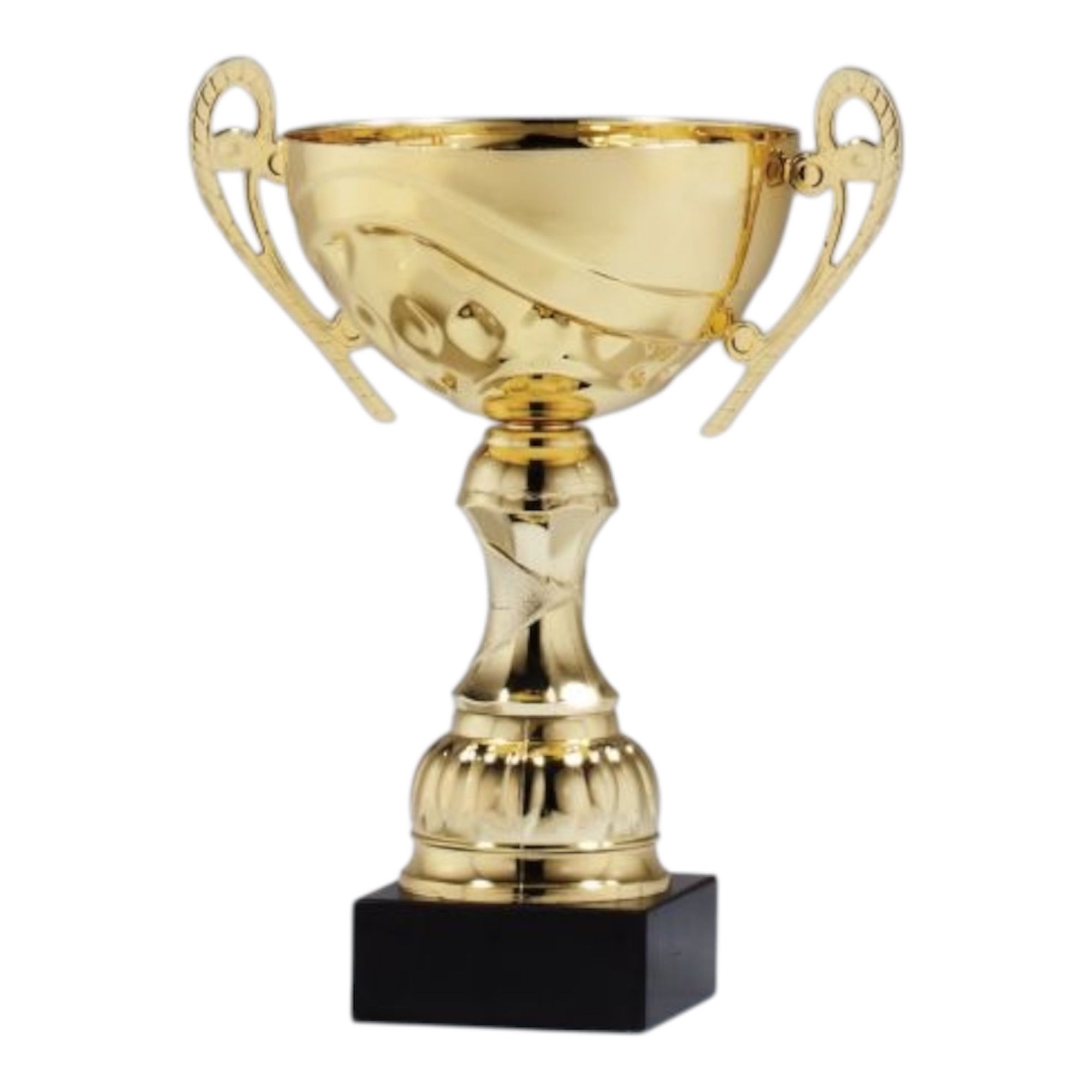 Gold Metal Cup Trophy on Genuine Black Marble Base | 5 Sizes