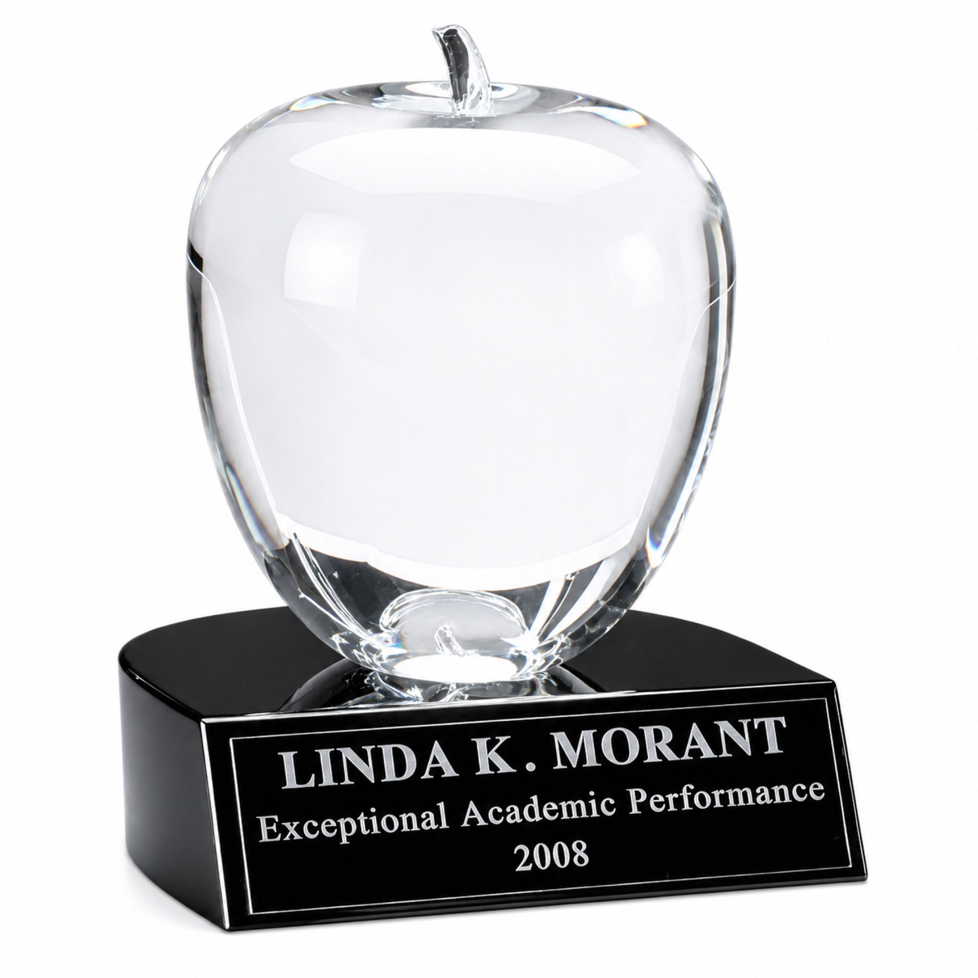 4” Crystal Apple With Black Base