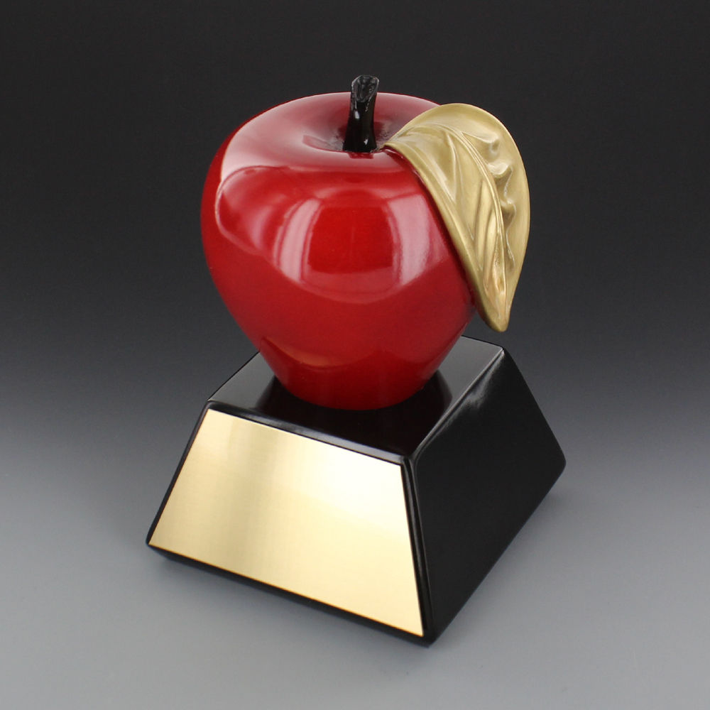 5” High Gloss Red & Gold Apple Trophy