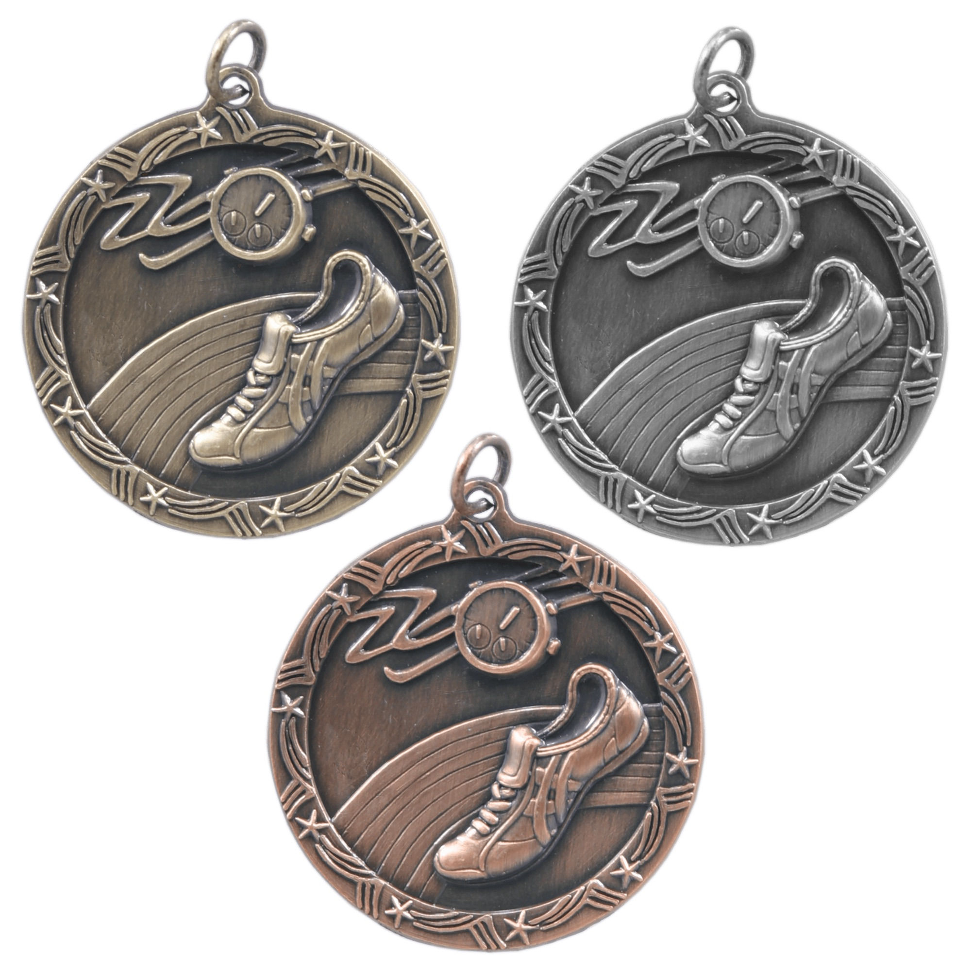 1.75" Track Shooting Star Medal with Ribbon