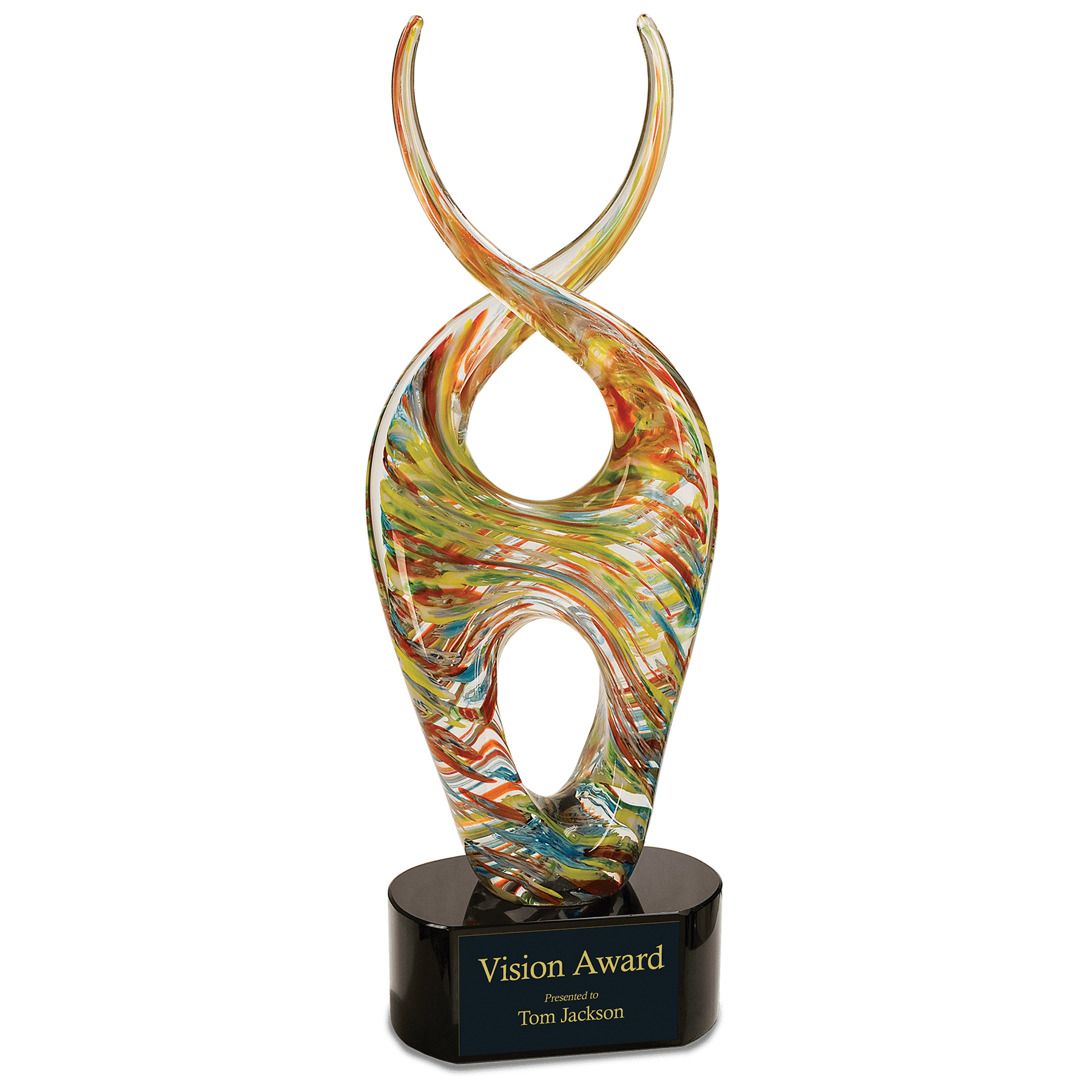 14” Color Twist Art Glass Award on Black Base