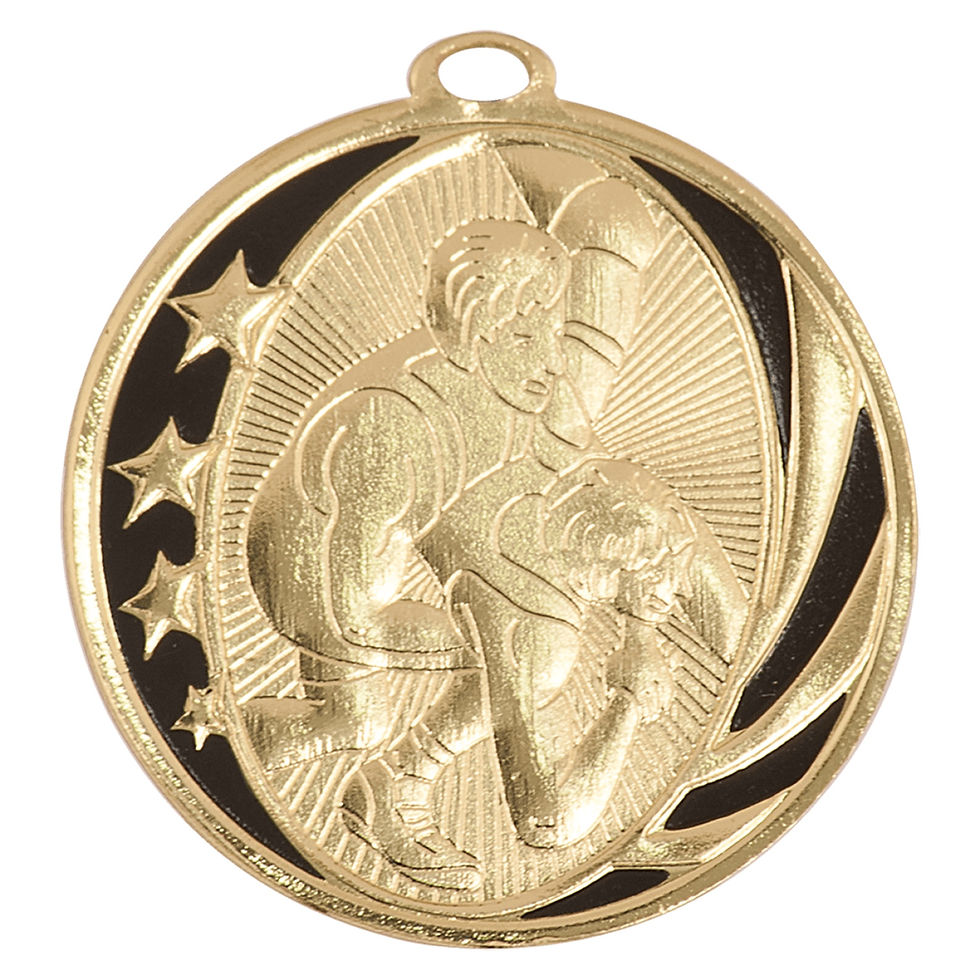 Thumbnail: 2” Wrestling MidNite Star Medal with Ribbon