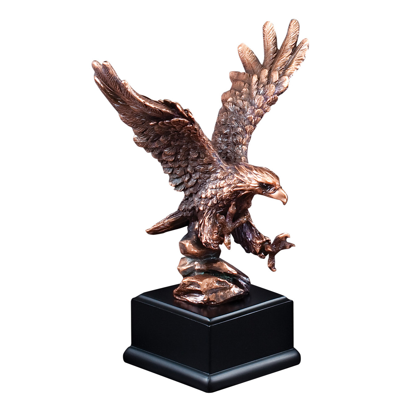 7.5” Electroplated Bronze Attacking American Eagle Trophy on Black Base
