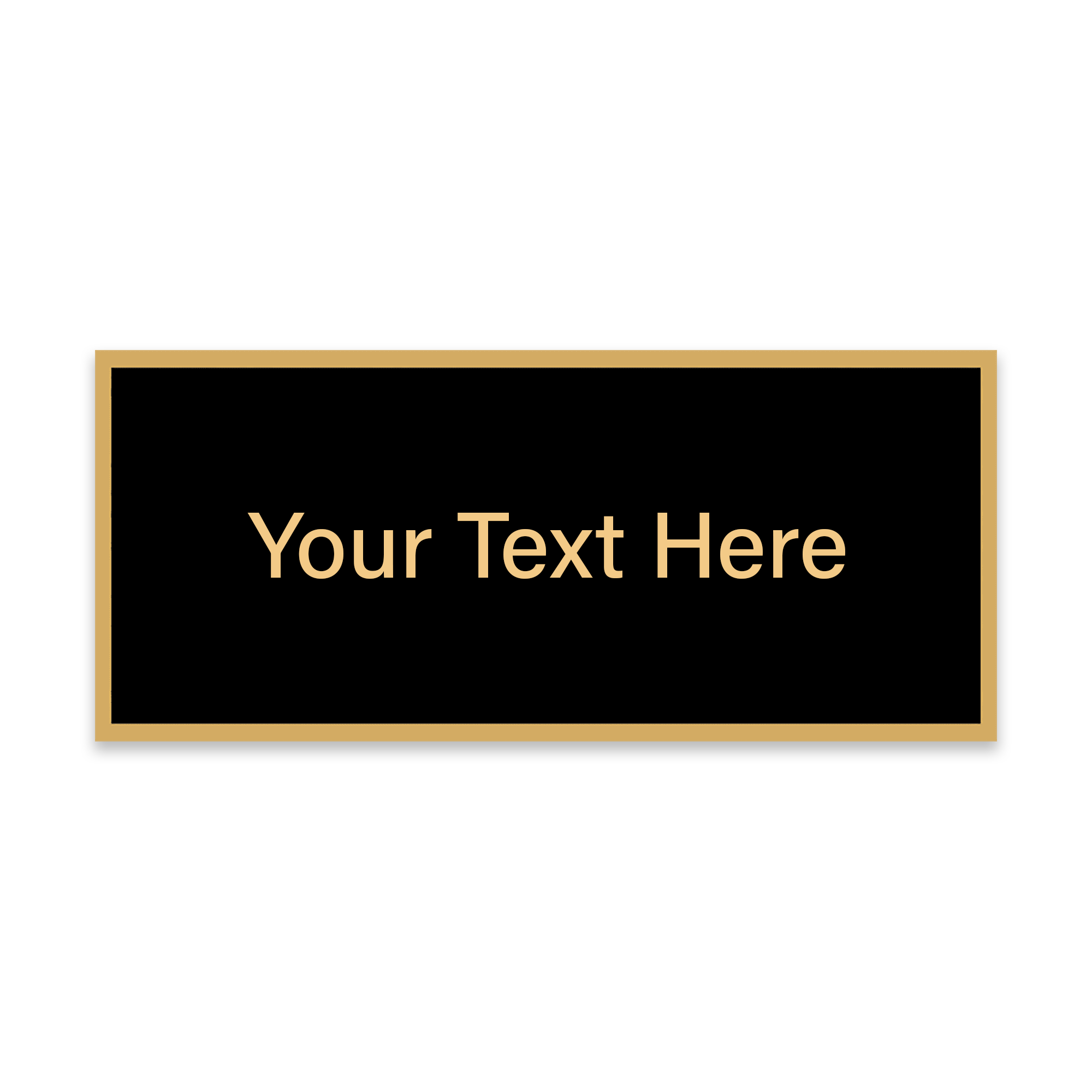 2.25” × 1” Black Brass Plaque Plate with Gold Border | Adhesive Back