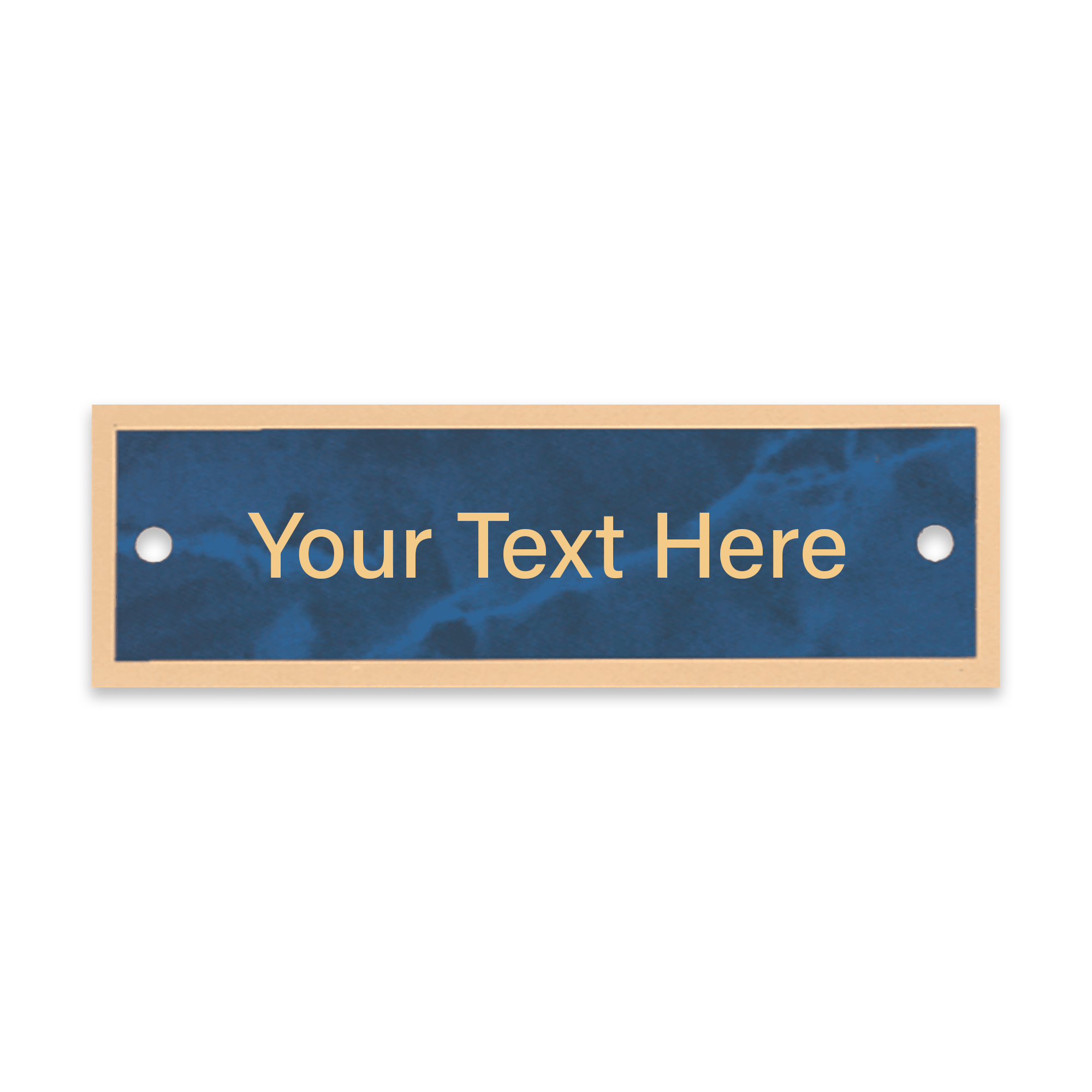 2.75” × 0.875” Sapphire Marble Plate with Gold Border | Two Holes | Gold Screws