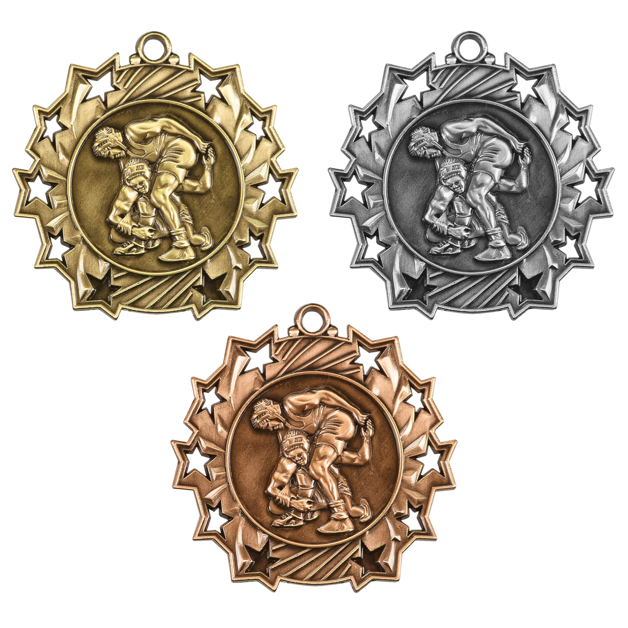 2.25” Wrestling Ten Star Medal with Ribbon