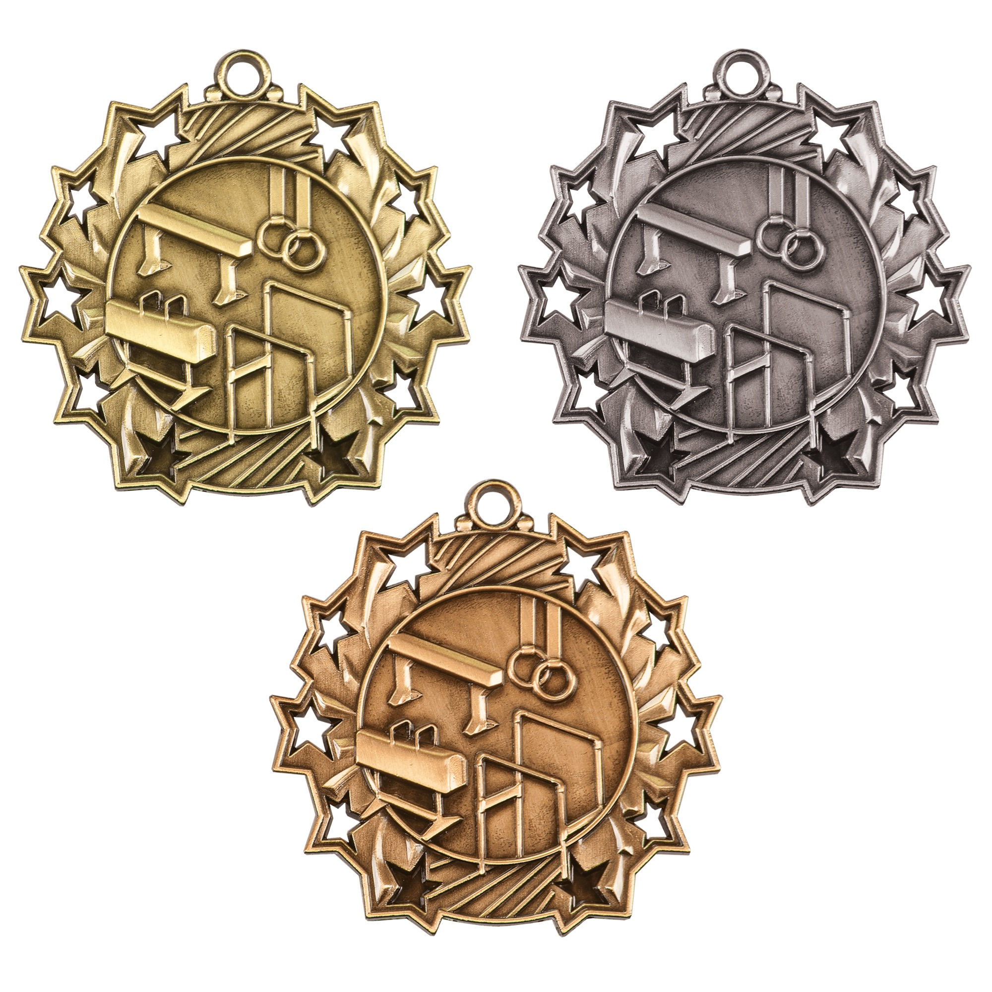 2.25” Gymnastics Ten Star Medal with Ribbon