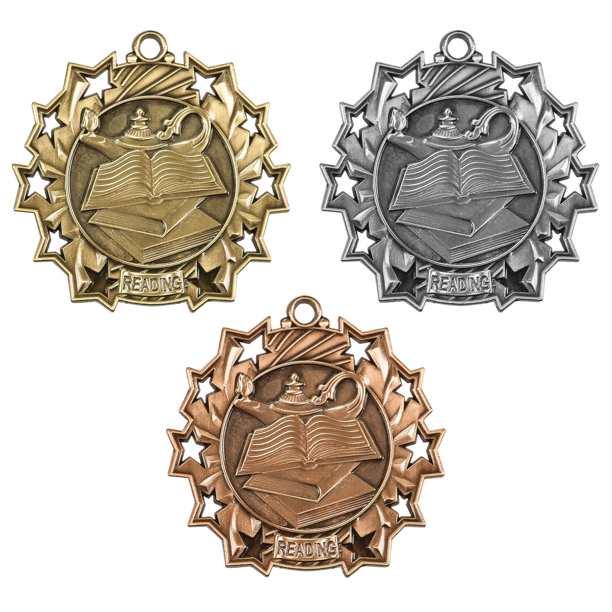 2.25” Reading Ten Star Medal with Ribbon