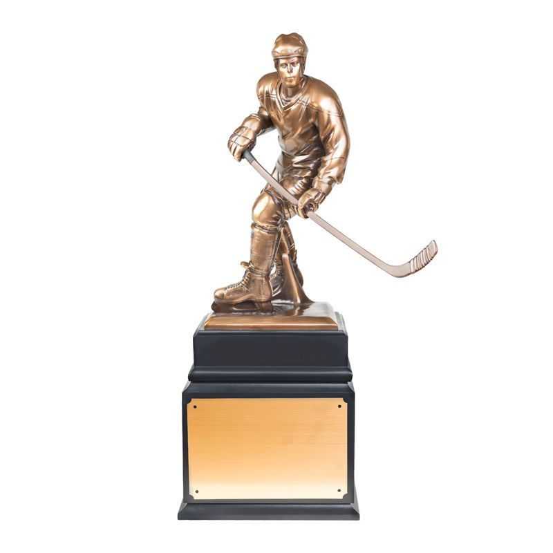 Thumbnail: 18” Electroplated Bronze Hockey Figure Perpetual Trophy