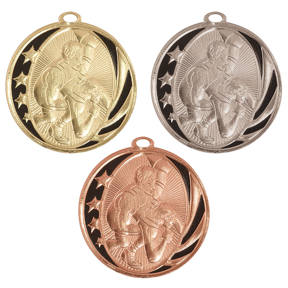 Thumbnail: 2” Wrestling MidNite Star Medal with Ribbon