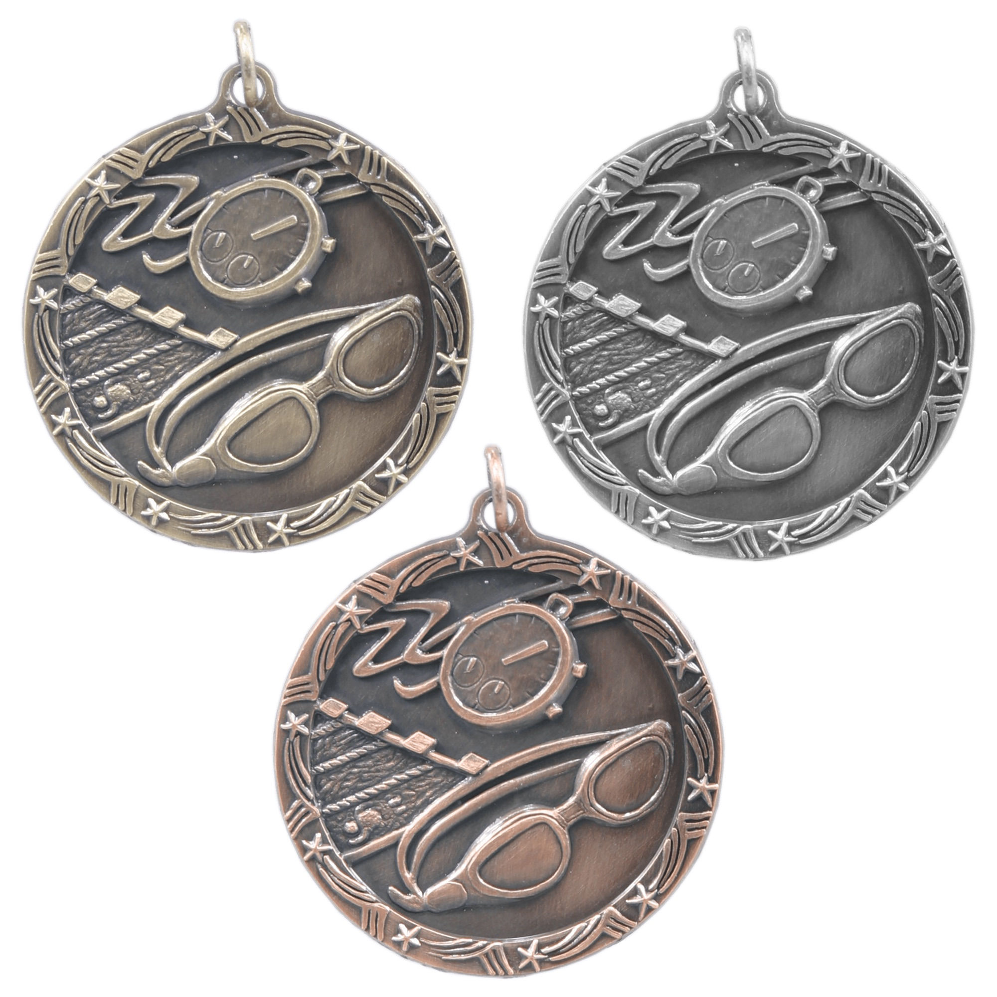 2.5" Swimming Shooting Star Medal with Ribbon