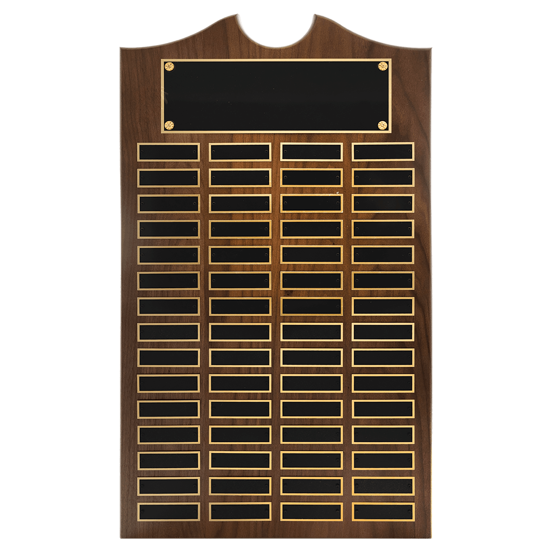14” x 25” American Walnut Roster Plaque with 60 Plates