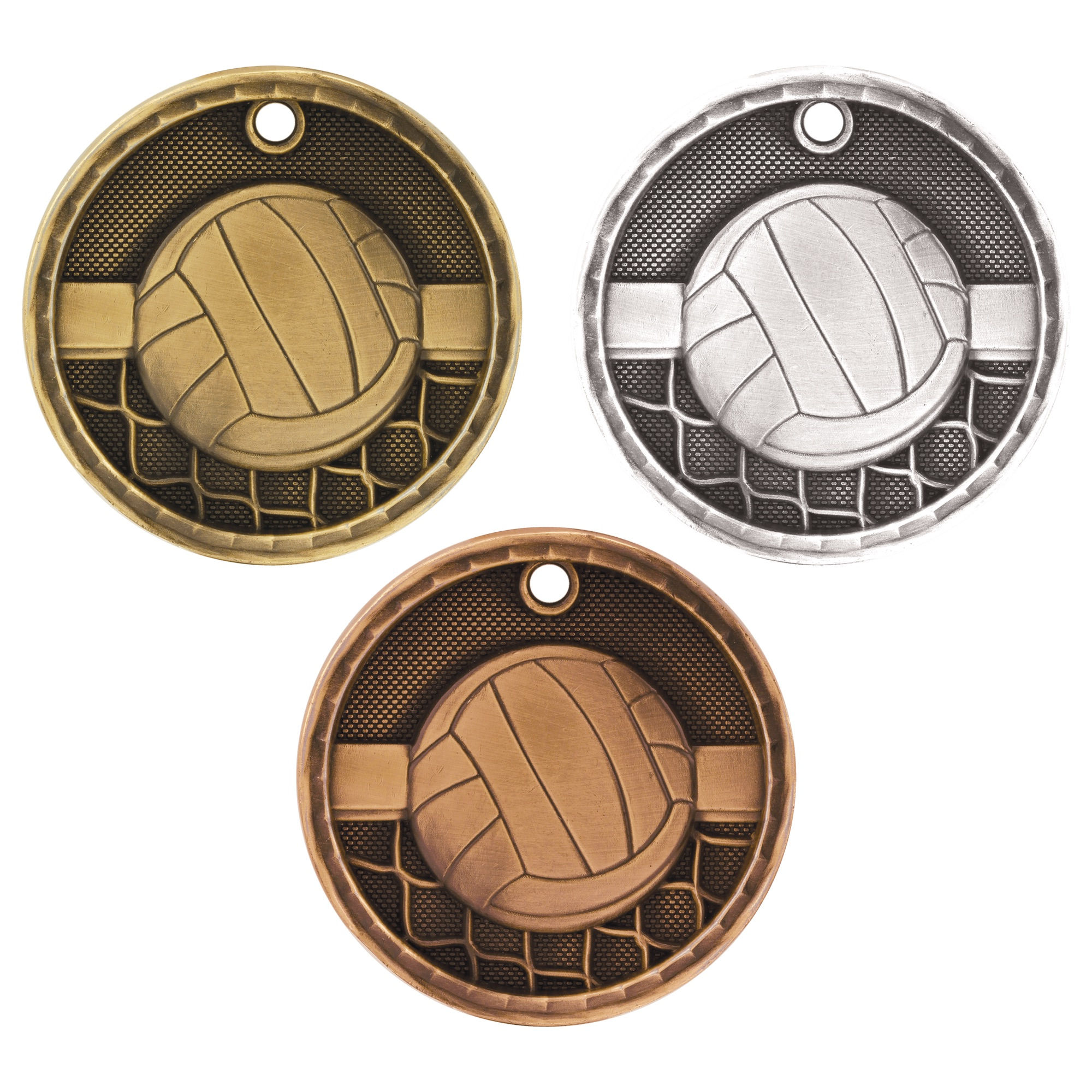 2” 3-D Volleyball Medal with Ribbon