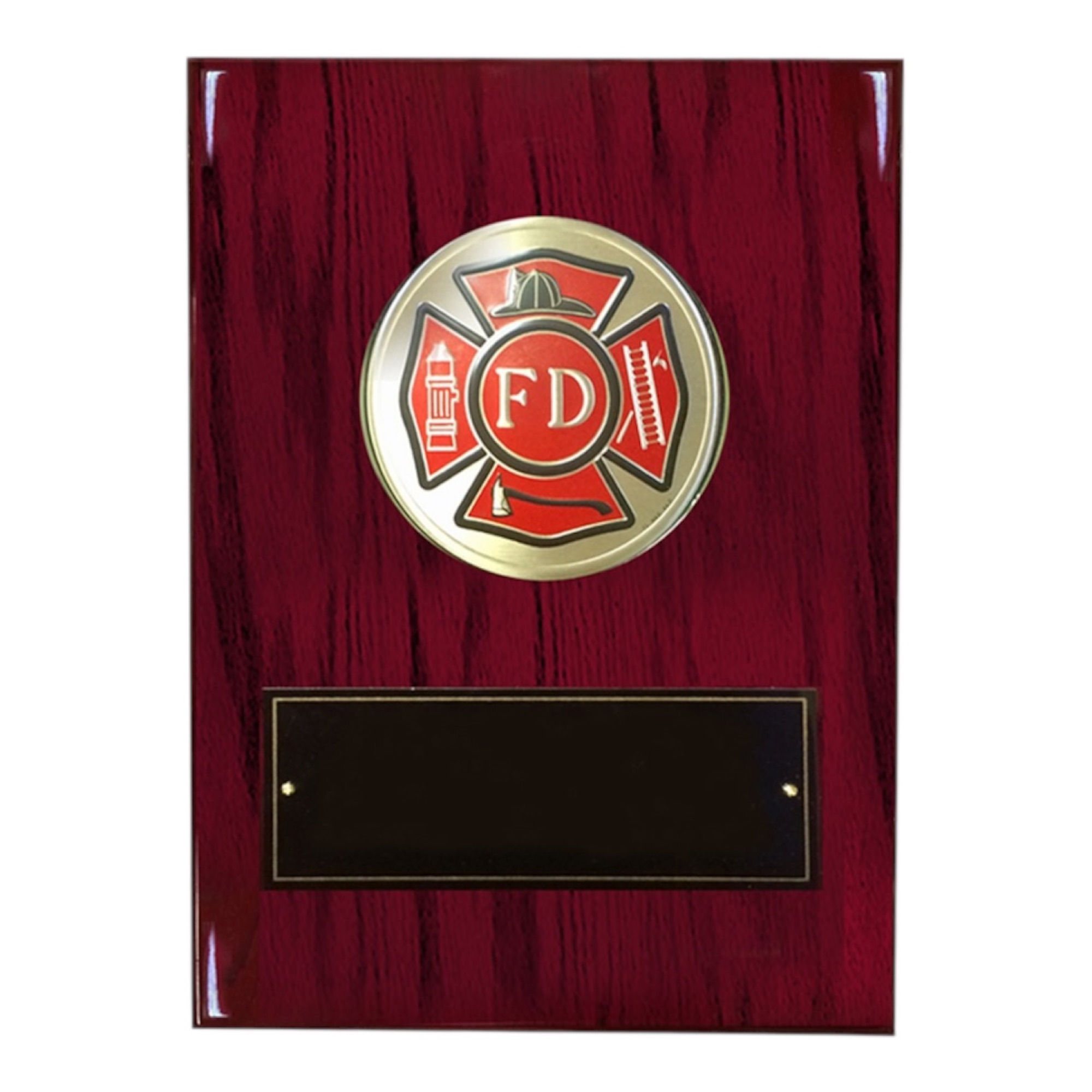 8” x 10” Fire Department Piano Finish Cherry Plaque