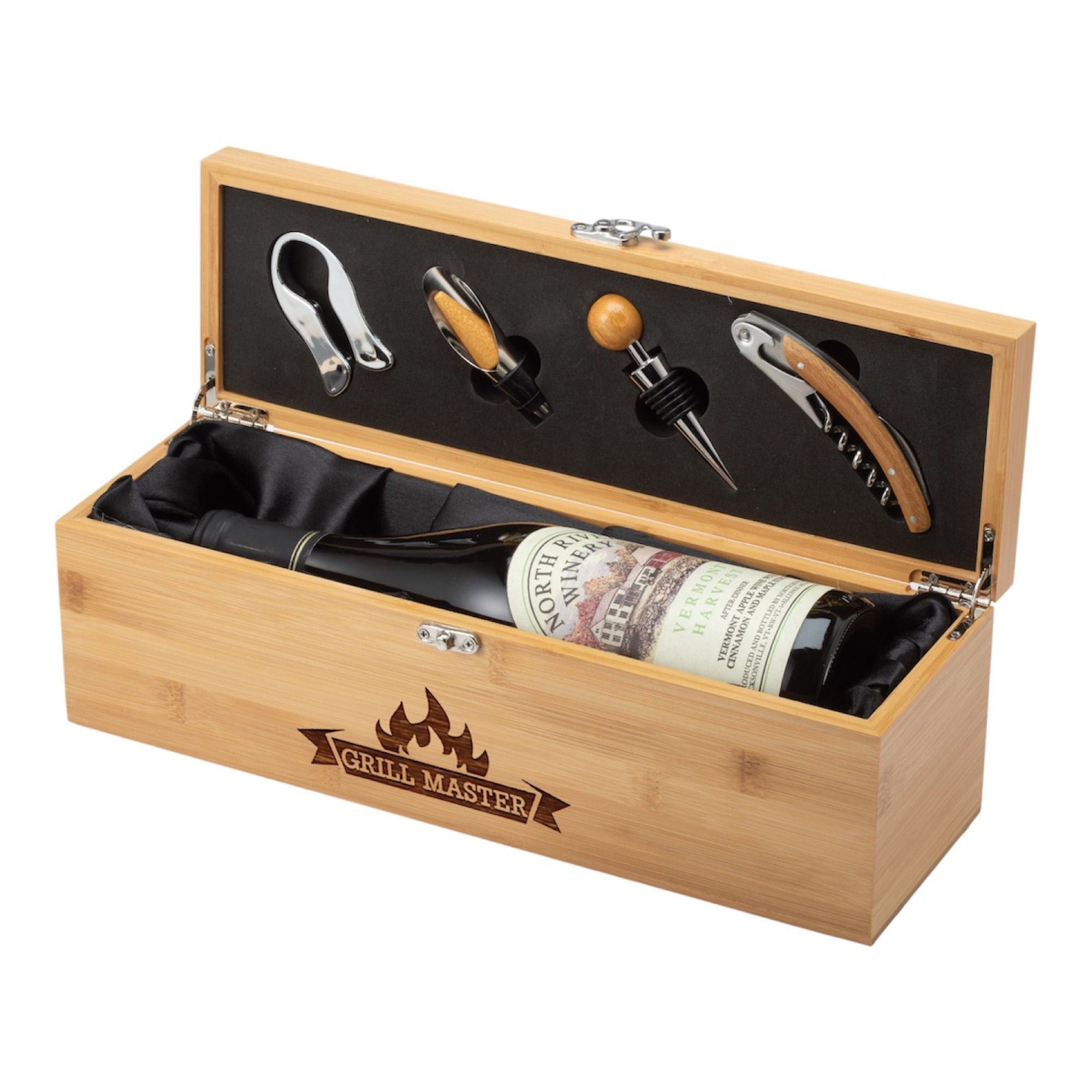 14.25” Bamboo Wine Box with Tool Case