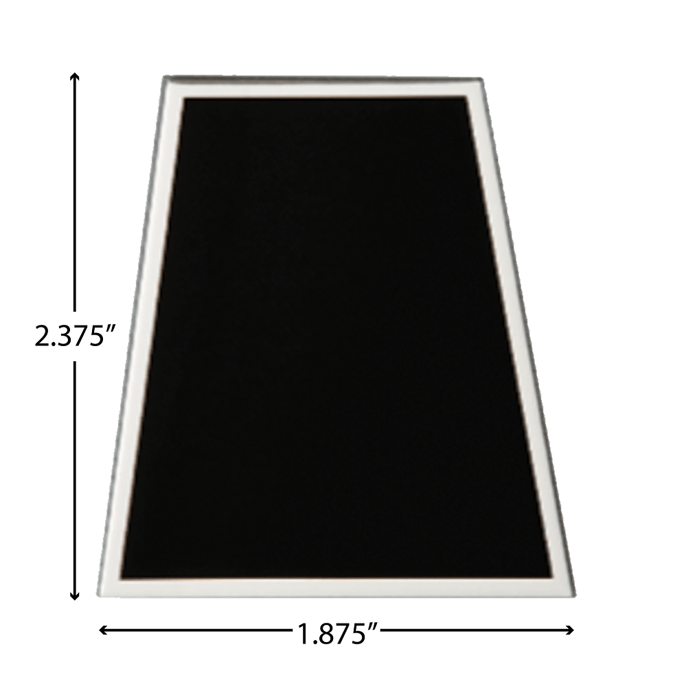 Thumbnail: 1.875” × 2.375” Black Aluminum Trapezoid Plate with Silver Border | Adhesive Bac