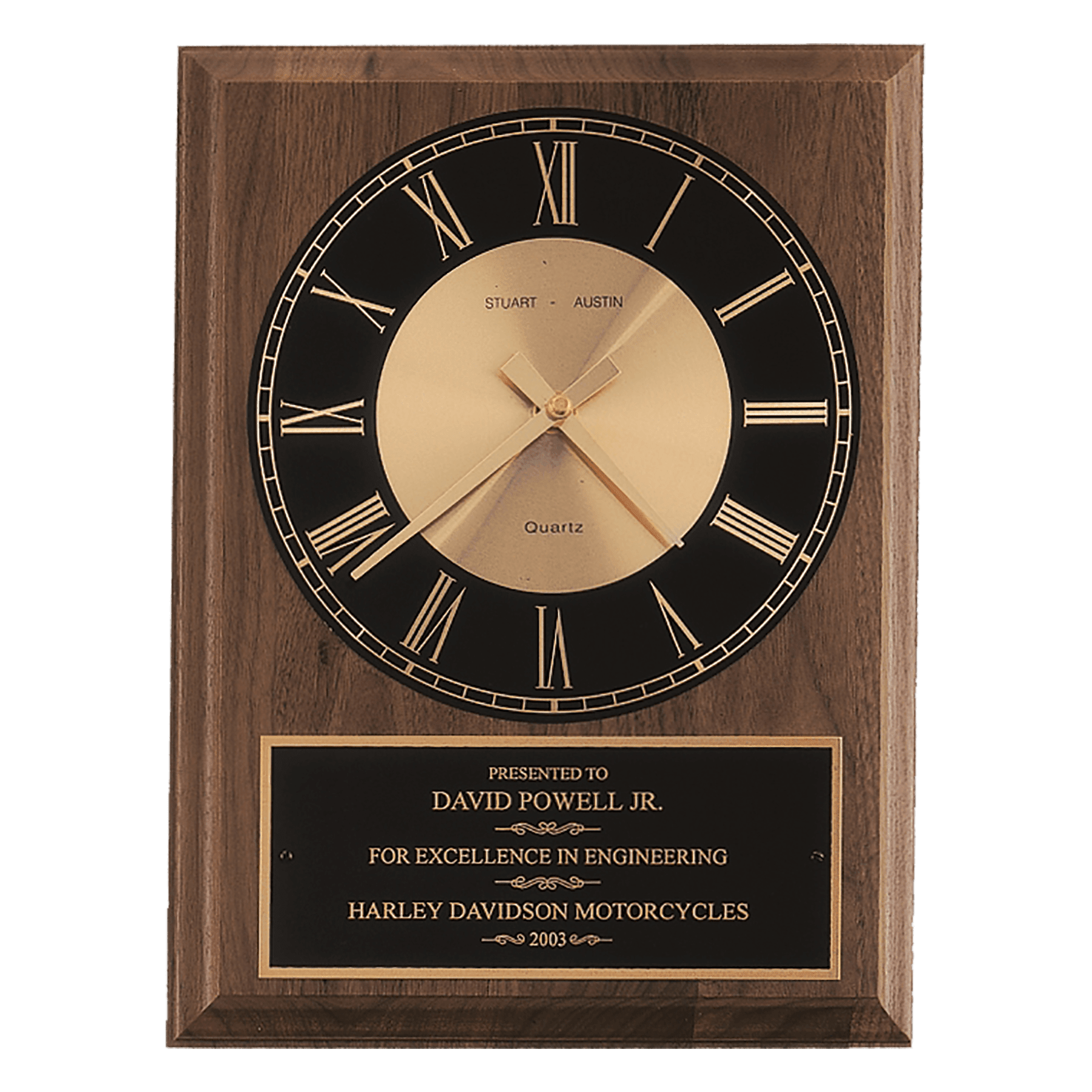 6.75” x 8.5” Rosewood Piano Clock with Glass Picture Frame, Black Plate