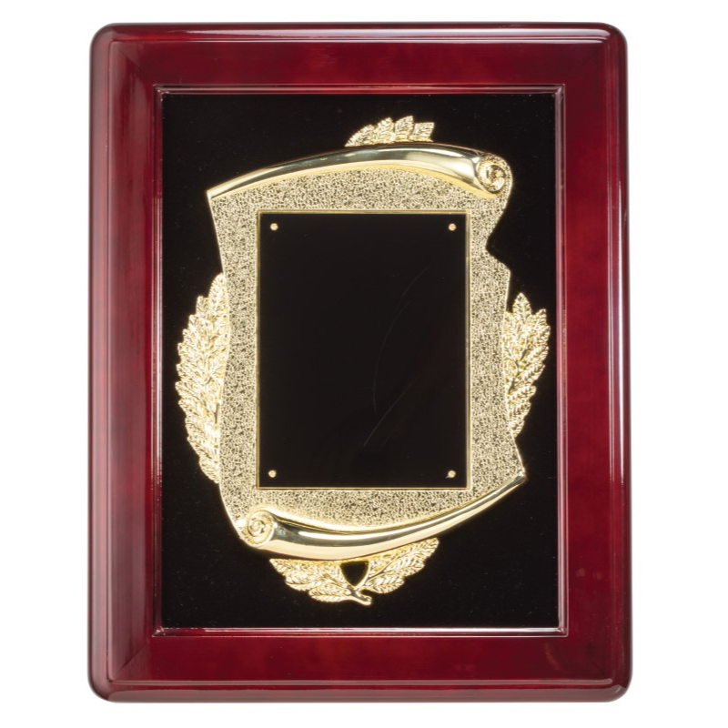 12” × 15” Rosewood Piano Finish Framed Plaque with Gold Casting