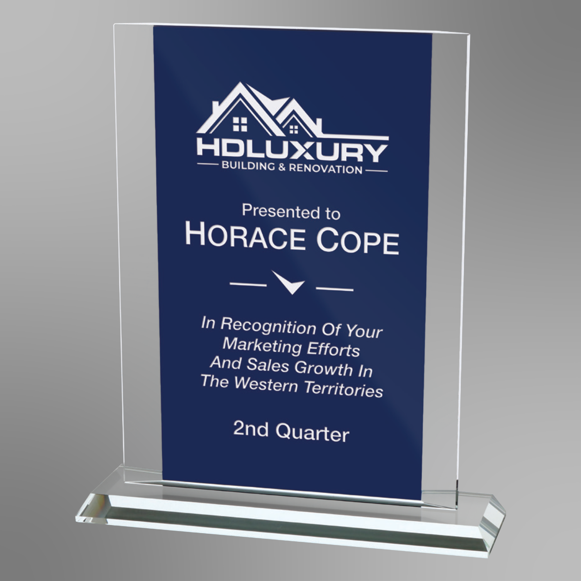 Azure Rectangle Glass Award | 3 Sizes