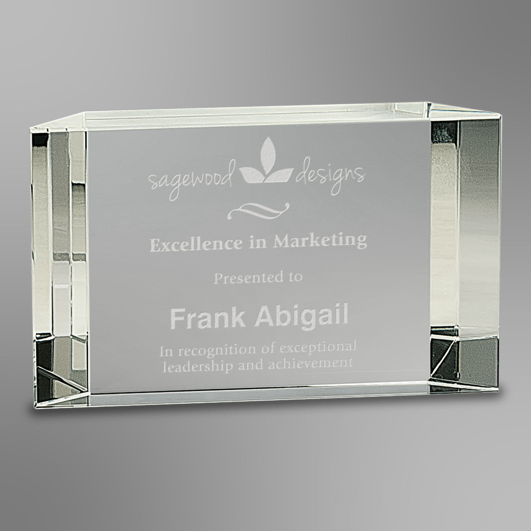 Clear Crystal Facet Block Award | 3 Sizes