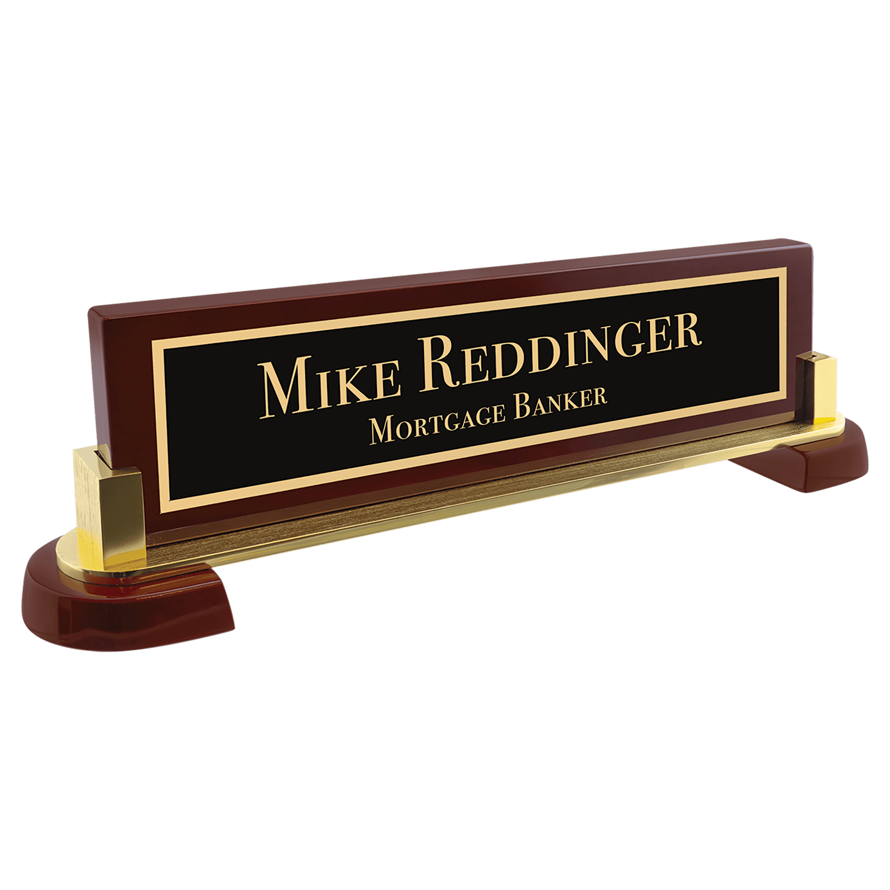 12.5” x 3.25” Rosewood Piano Finish and Metal Name Bar