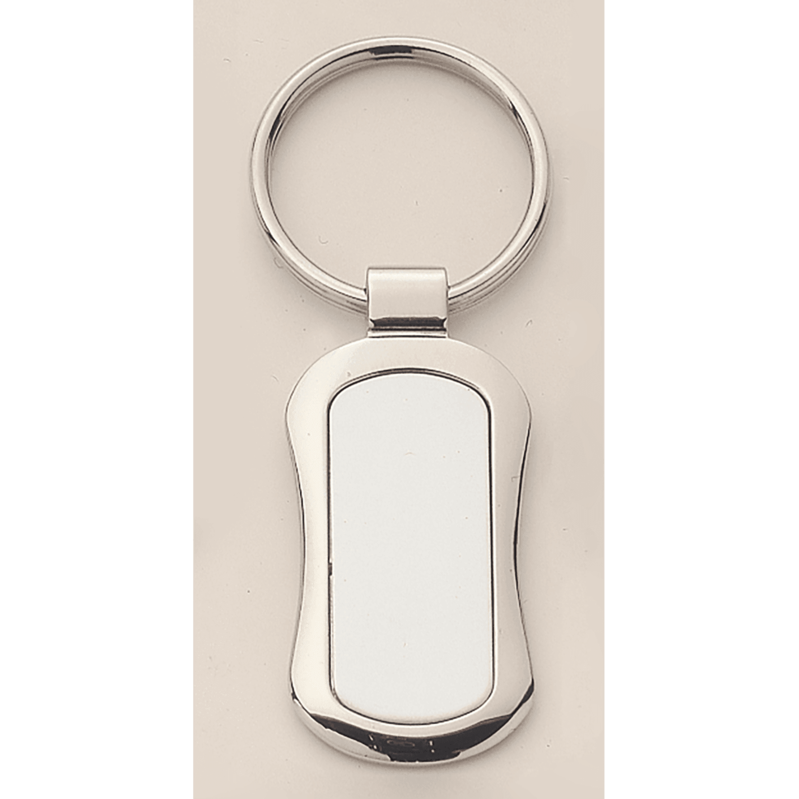 1” x 3.25” Polished Silver Key Ring with Matte Silver Insert