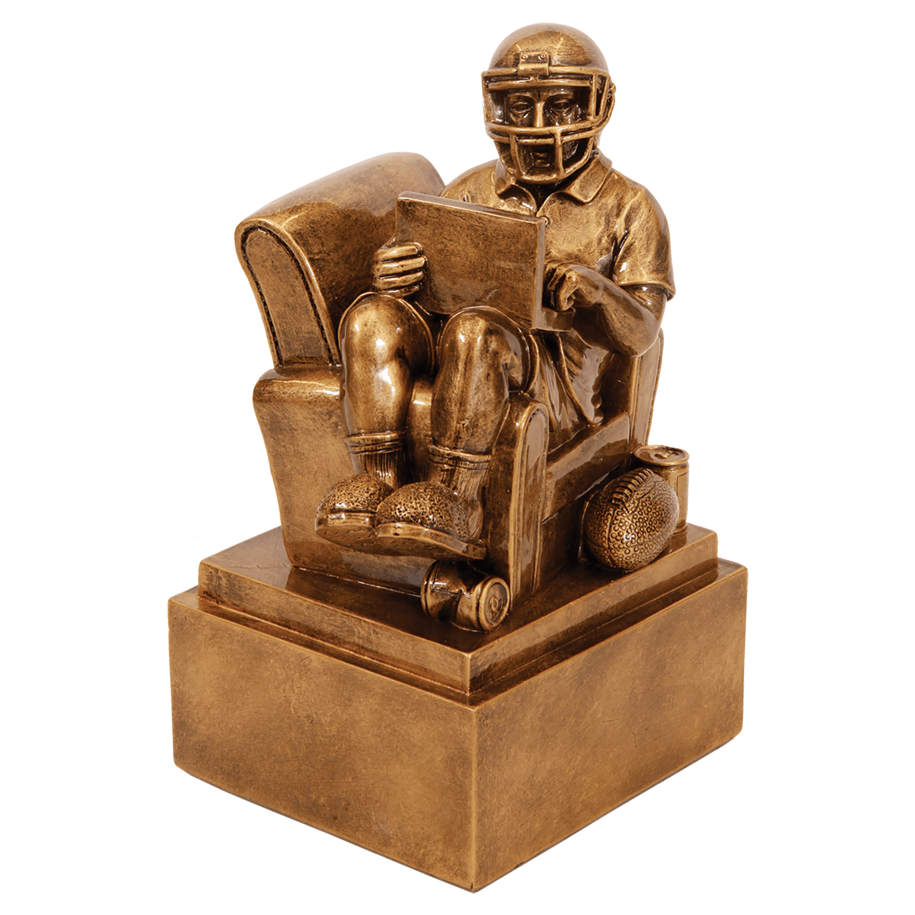 Antique Gold Fantasy Football Man in Chair Resin Award | 2 Sizes