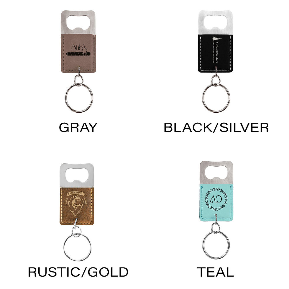 Thumbnail: Rectangle Leatherette Bottle Opener Keychain