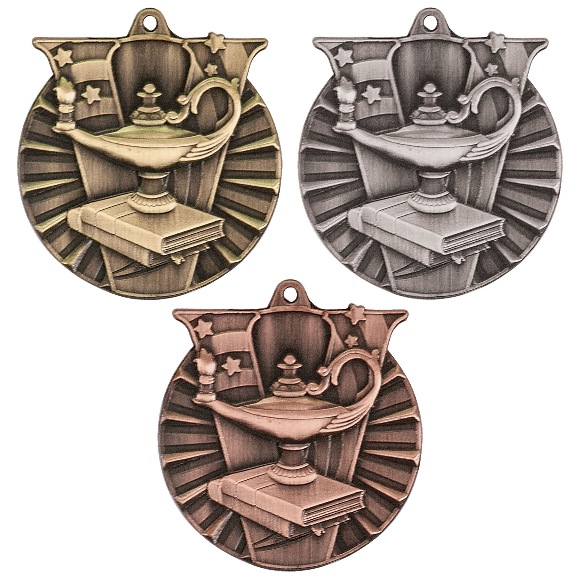 2” Lamp of Knowledge Victory Medal with Ribbon