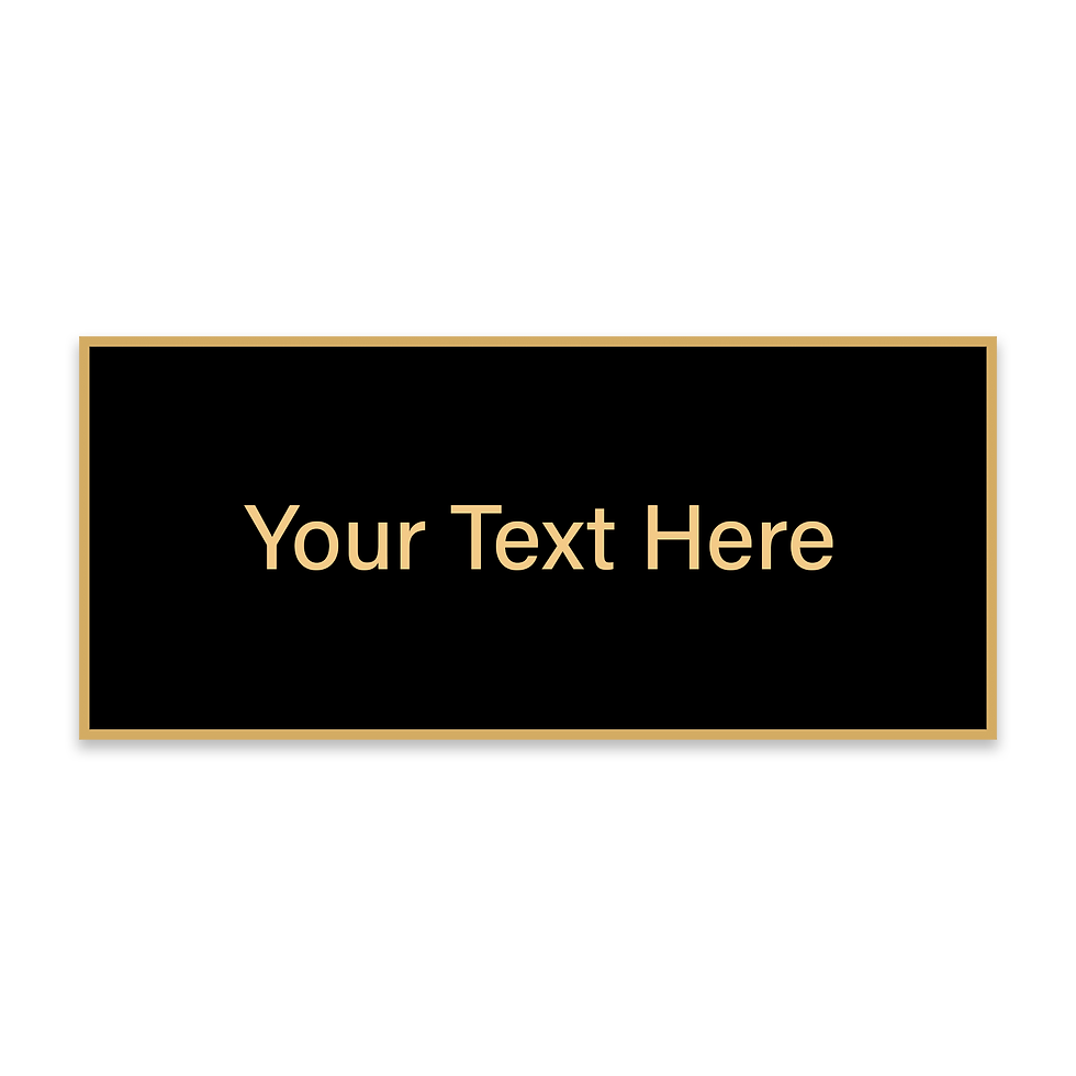 Thumbnail: 3.625” × 1.625” Black Brass Plaque Plate with Gold Border | Adhesive Back