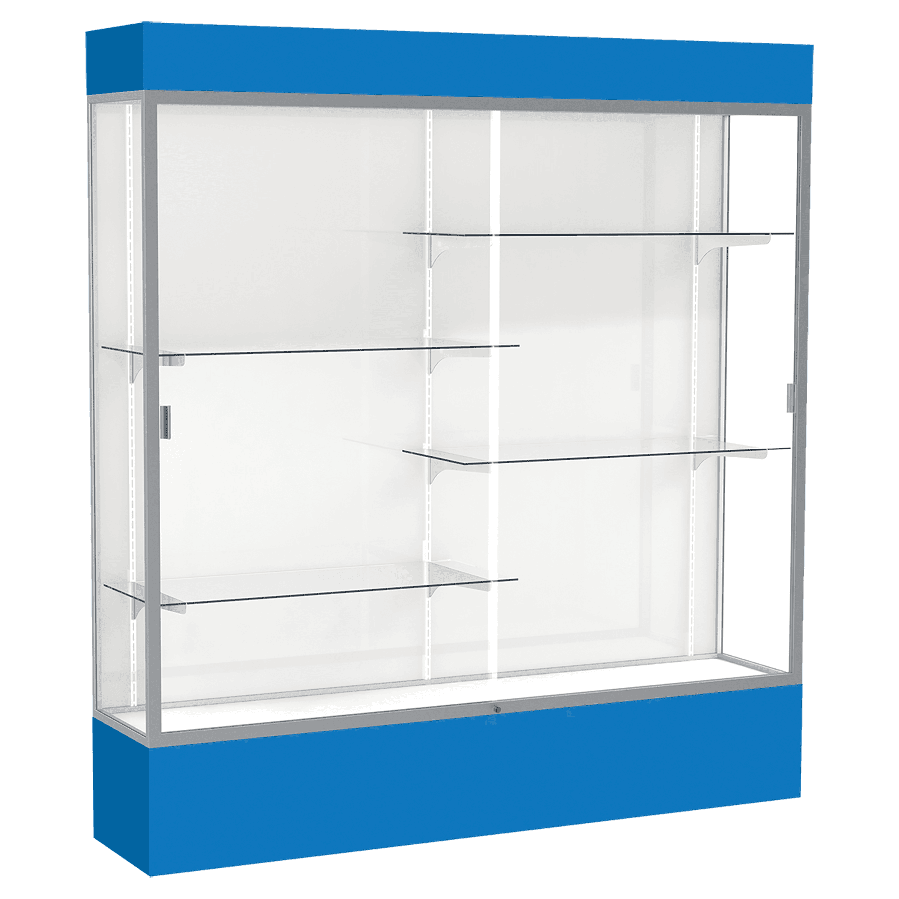 Spirit Series Display Case | Royal Blue Laminate, Satin Frame (Lighted)
