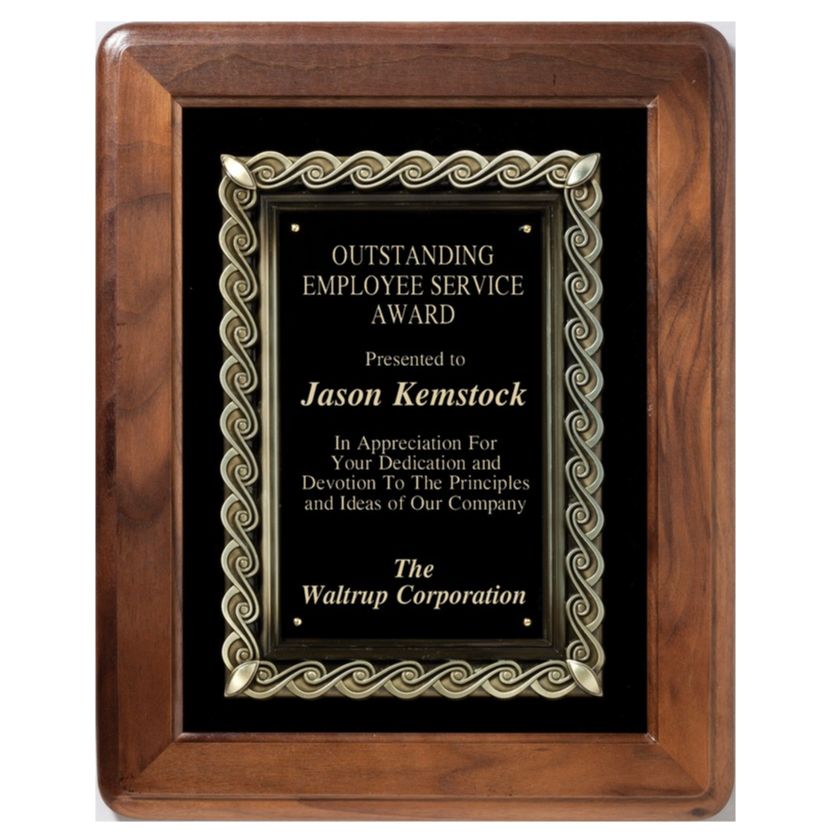 12” × 15” Barhill Genuine Walnut Frame Plaque with Black Velour