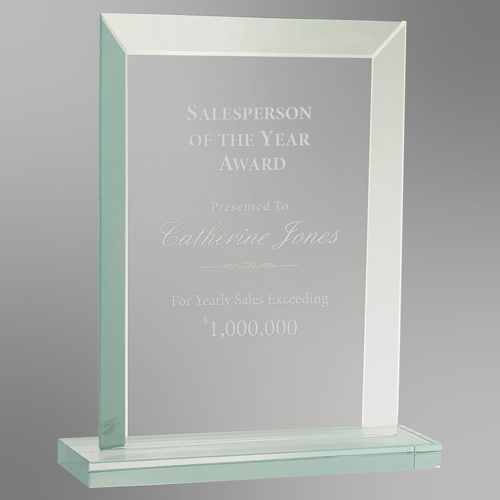 Thumbnail: Rectangle Jade Glass Award on Base | 3 Sizes