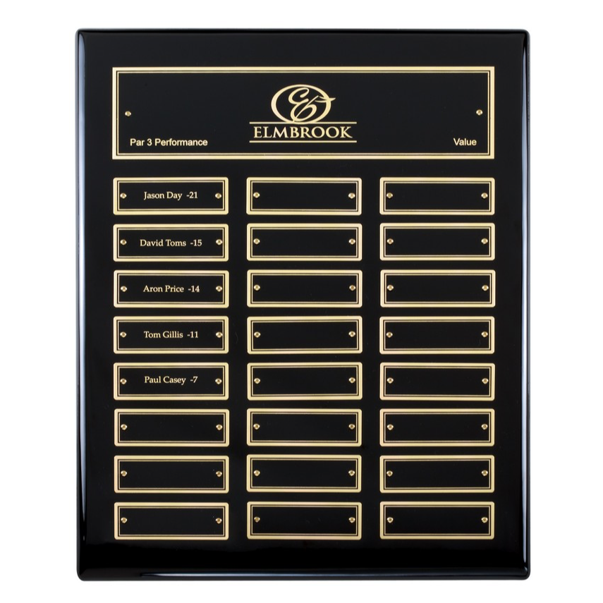 12” × 15” Barhill Ebony Piano Finish Perpetual Plaque | 24 Plates