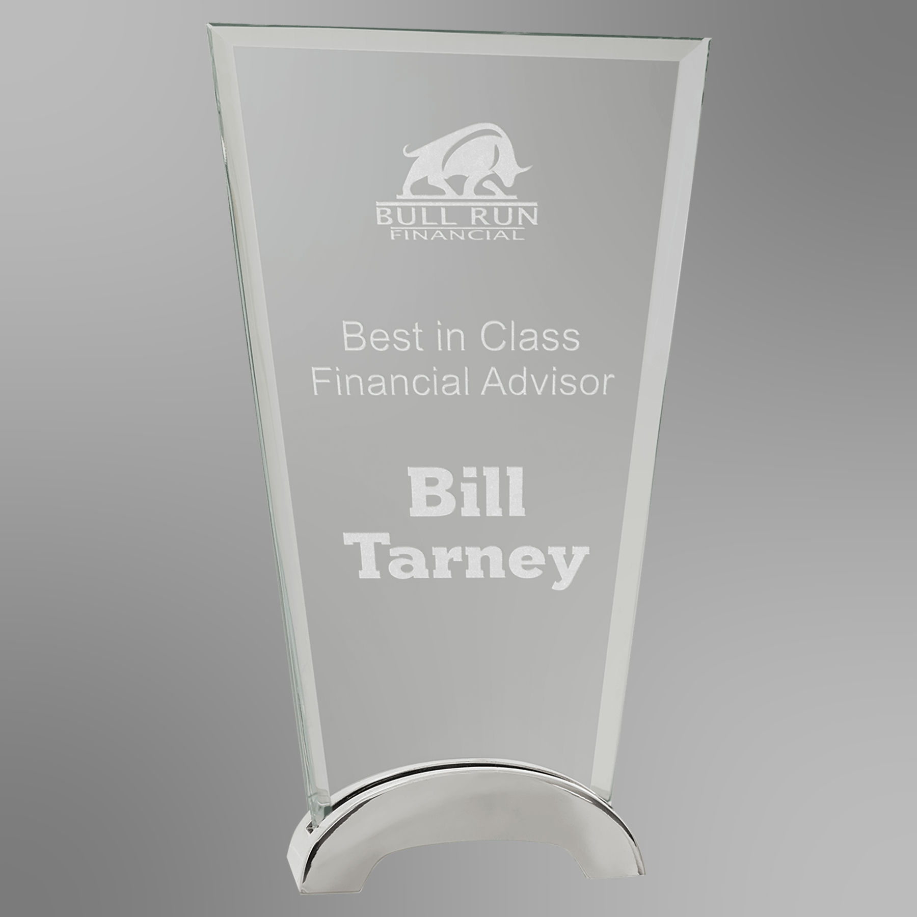 Fan Platinum Glass with Arch Metal Base | 3 Sizes