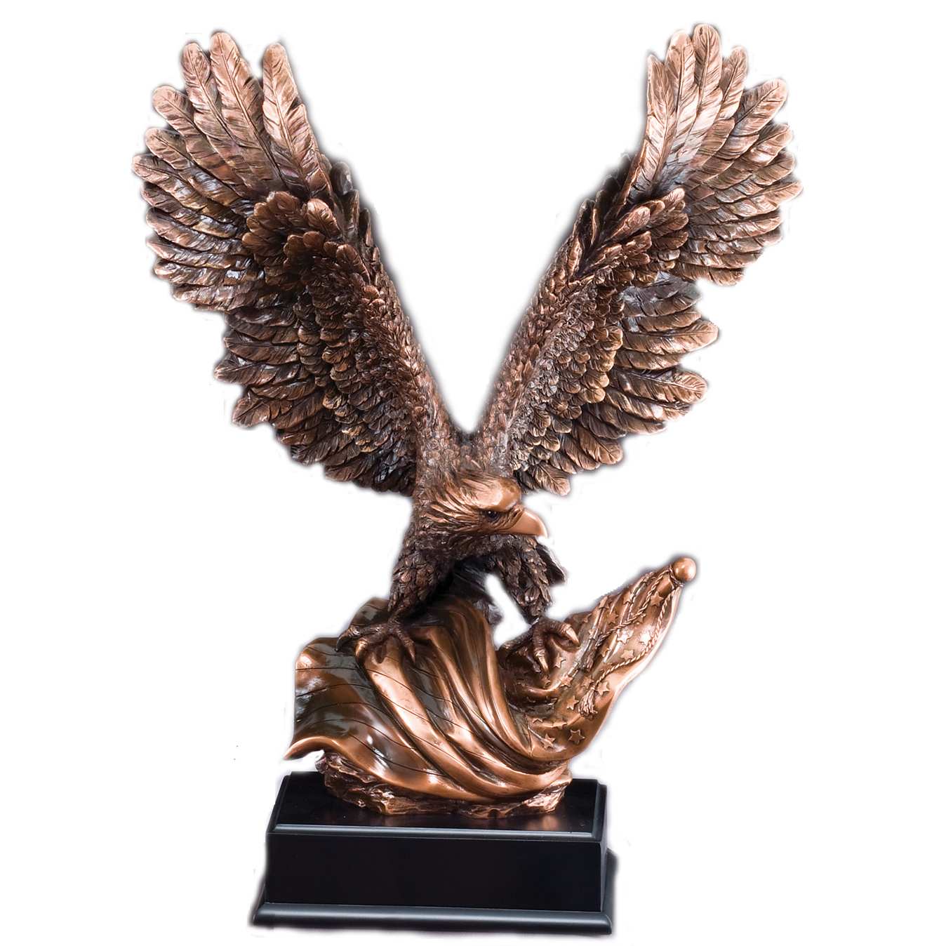 19” Electroplated Antique Bronze American Eagle Flag Trophy