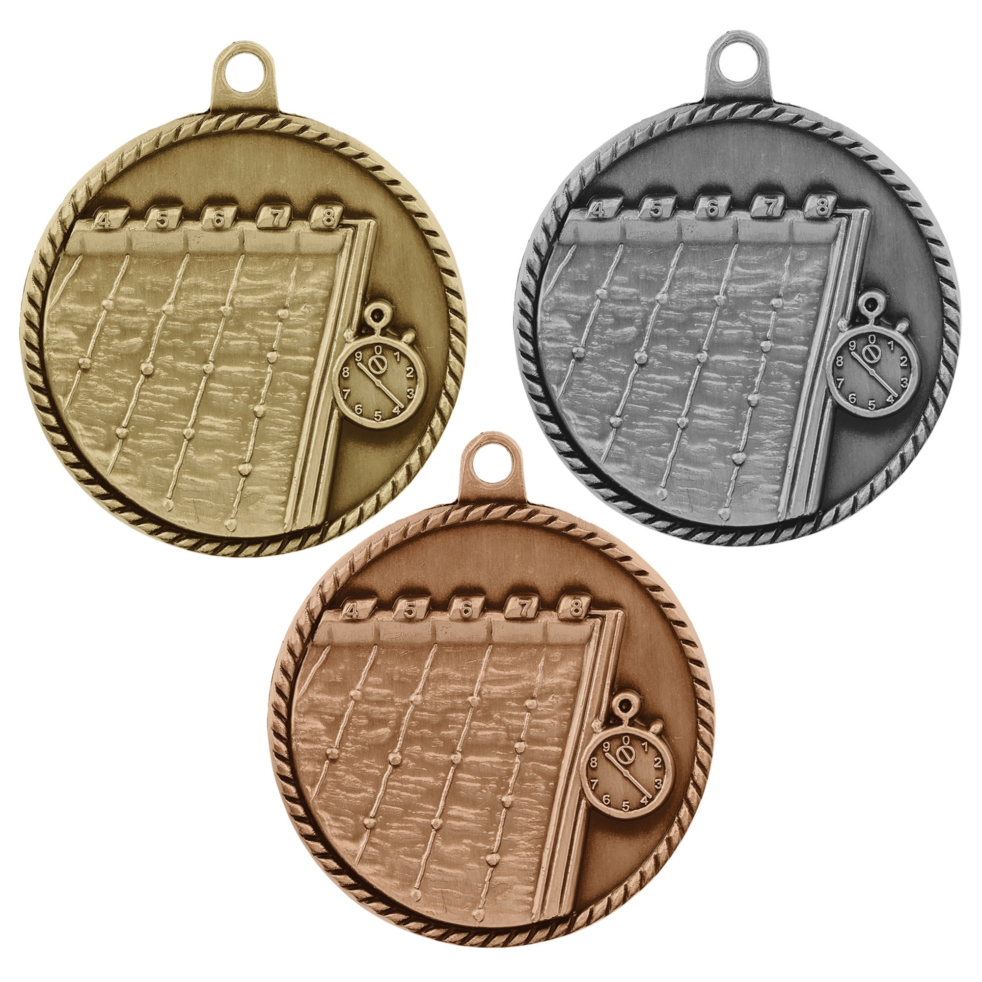 2" Swimming High Relief Medal with Ribbon