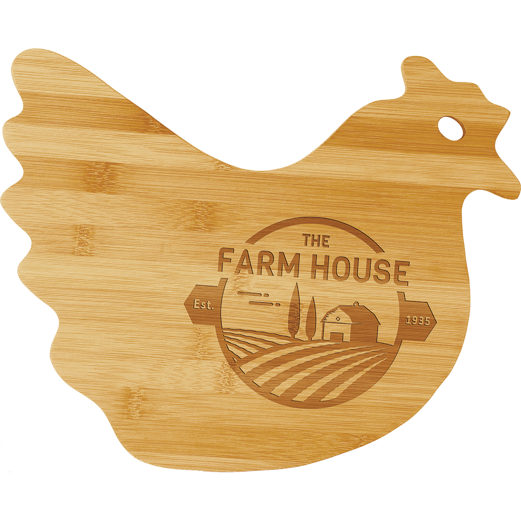 13.5” x 10.875” Bamboo Hen Shaped Cutting Board