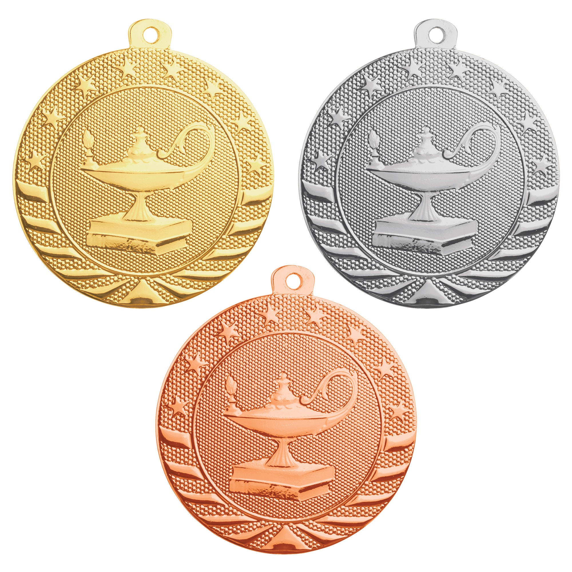 2” Lamp of Knowledge Starbrite Medal with Ribbon