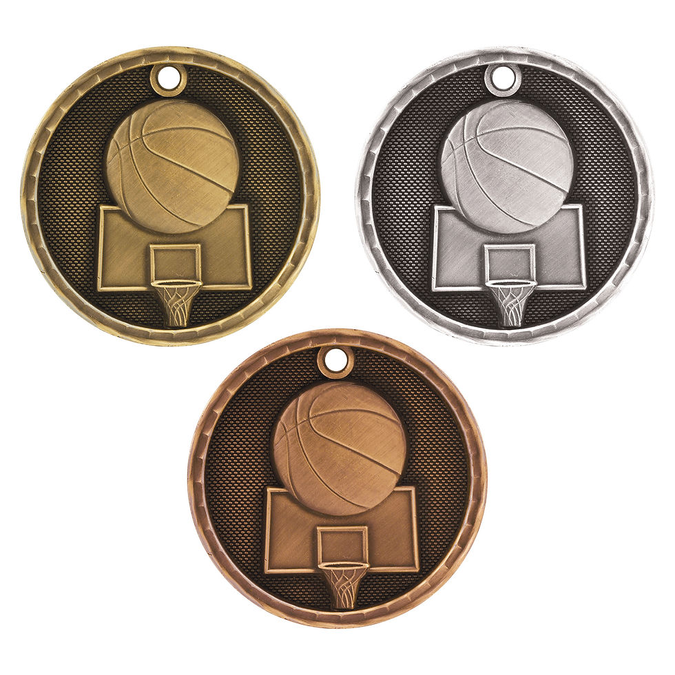 Thumbnail: 2” 3-D Basketball Medal with Ribbon