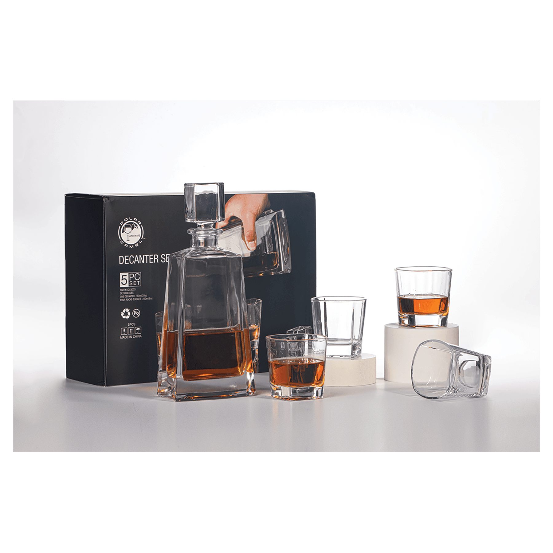 750 mL 12” Tequila Decanter Set with Four 8 oz. Glasses