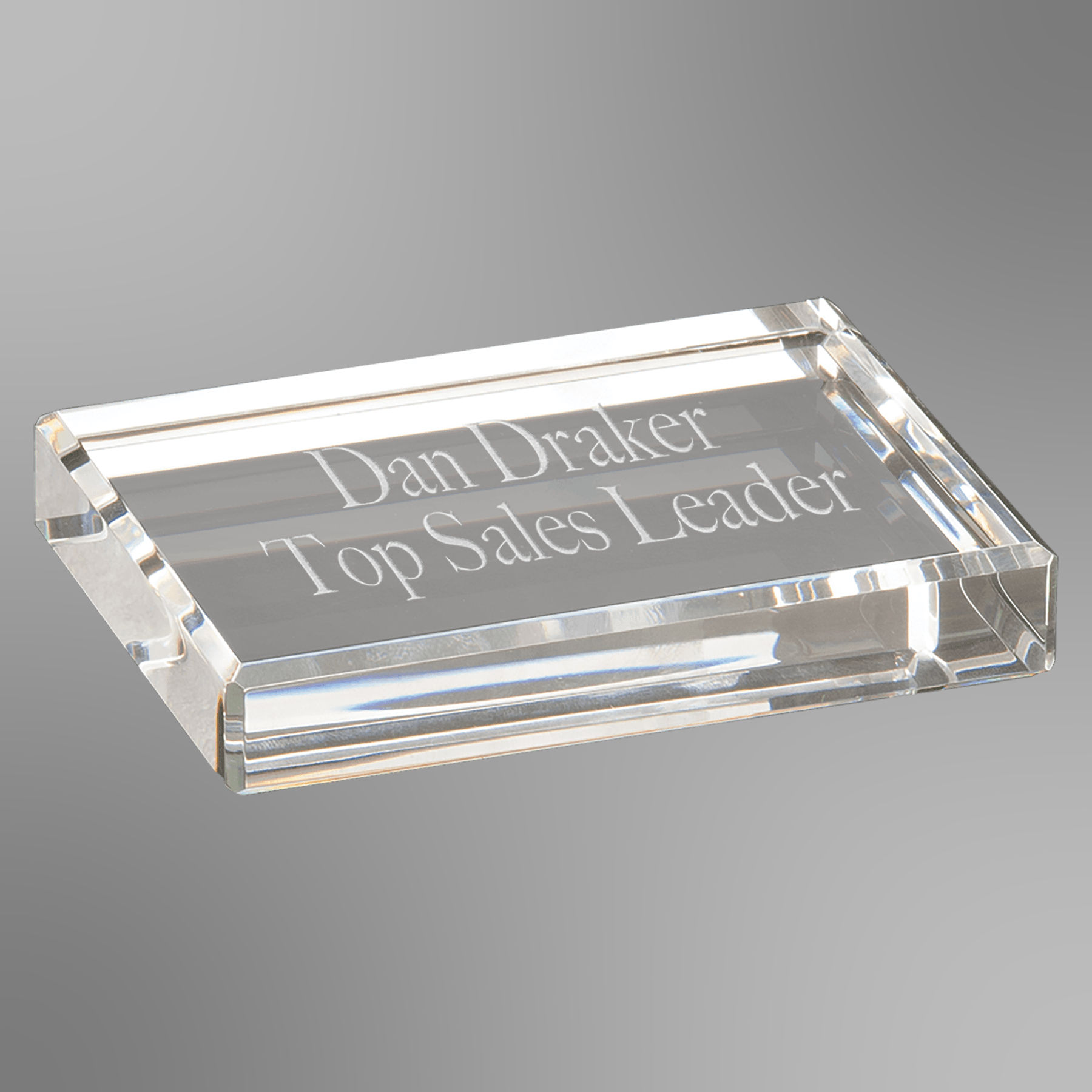4” x 3” Crystal Rectangle Paperweight with Beveled Edges