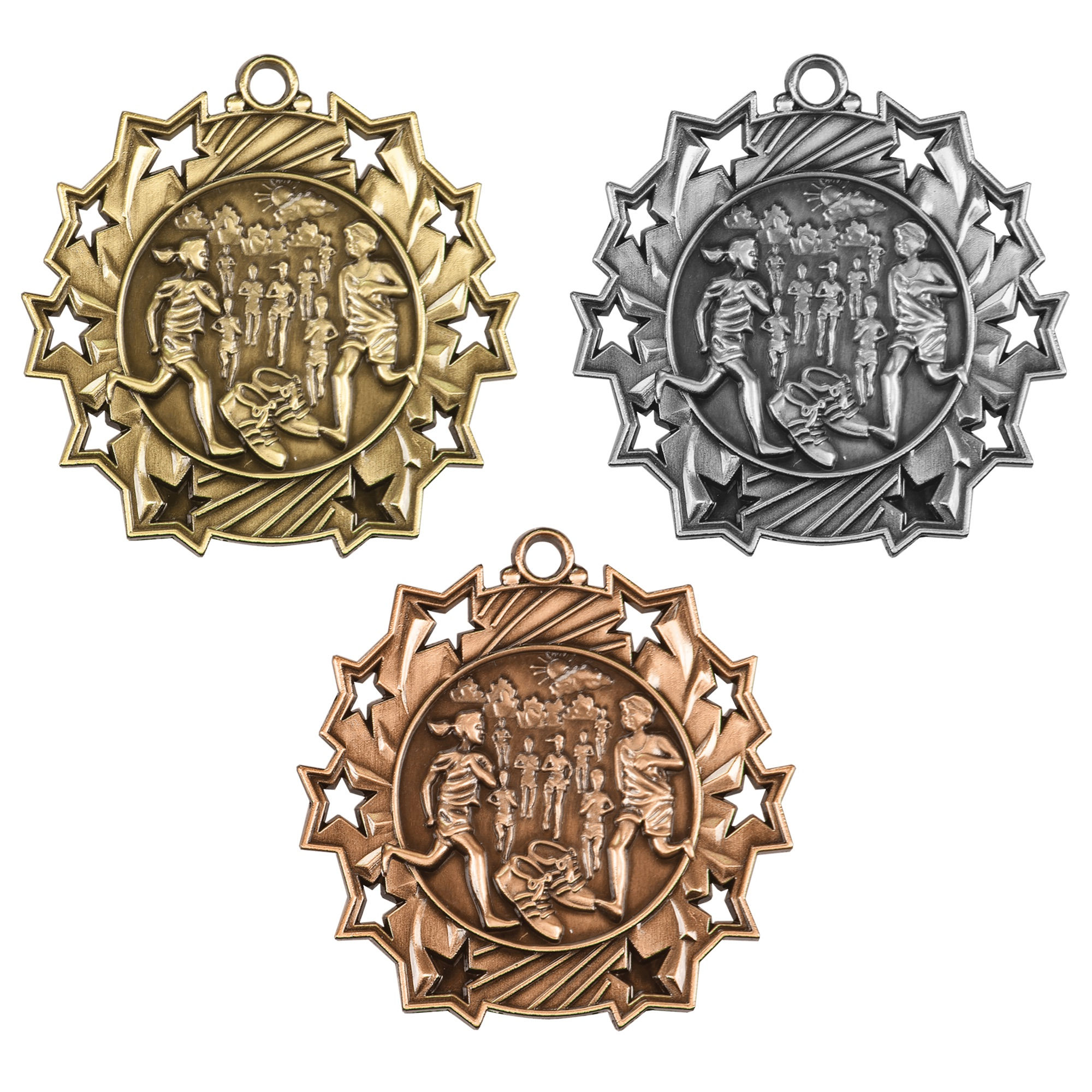 2.25” Cross Country Ten Star Medal with Ribbon