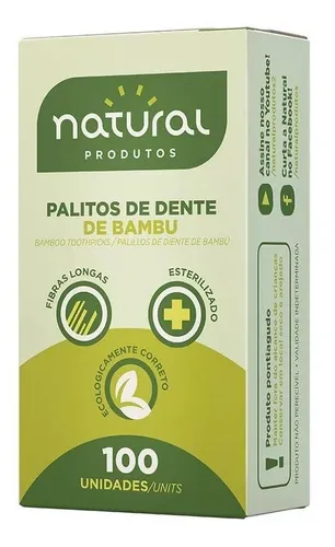 Palito de Dente de Bambú 100 Unidades